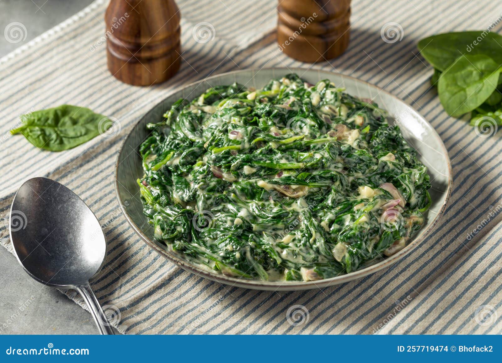 Homemade Creamed Spinach Side Dish Stock Photo - Image of gourmet
