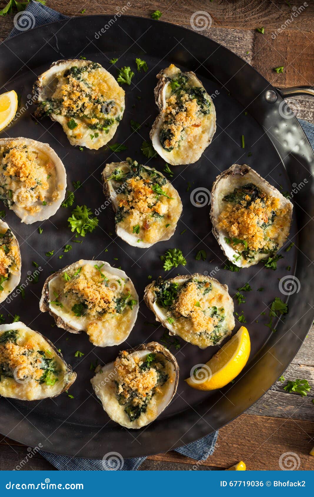 Homemade Creamy Oysters Rockefeller Stock Photo Image of meal, lemon