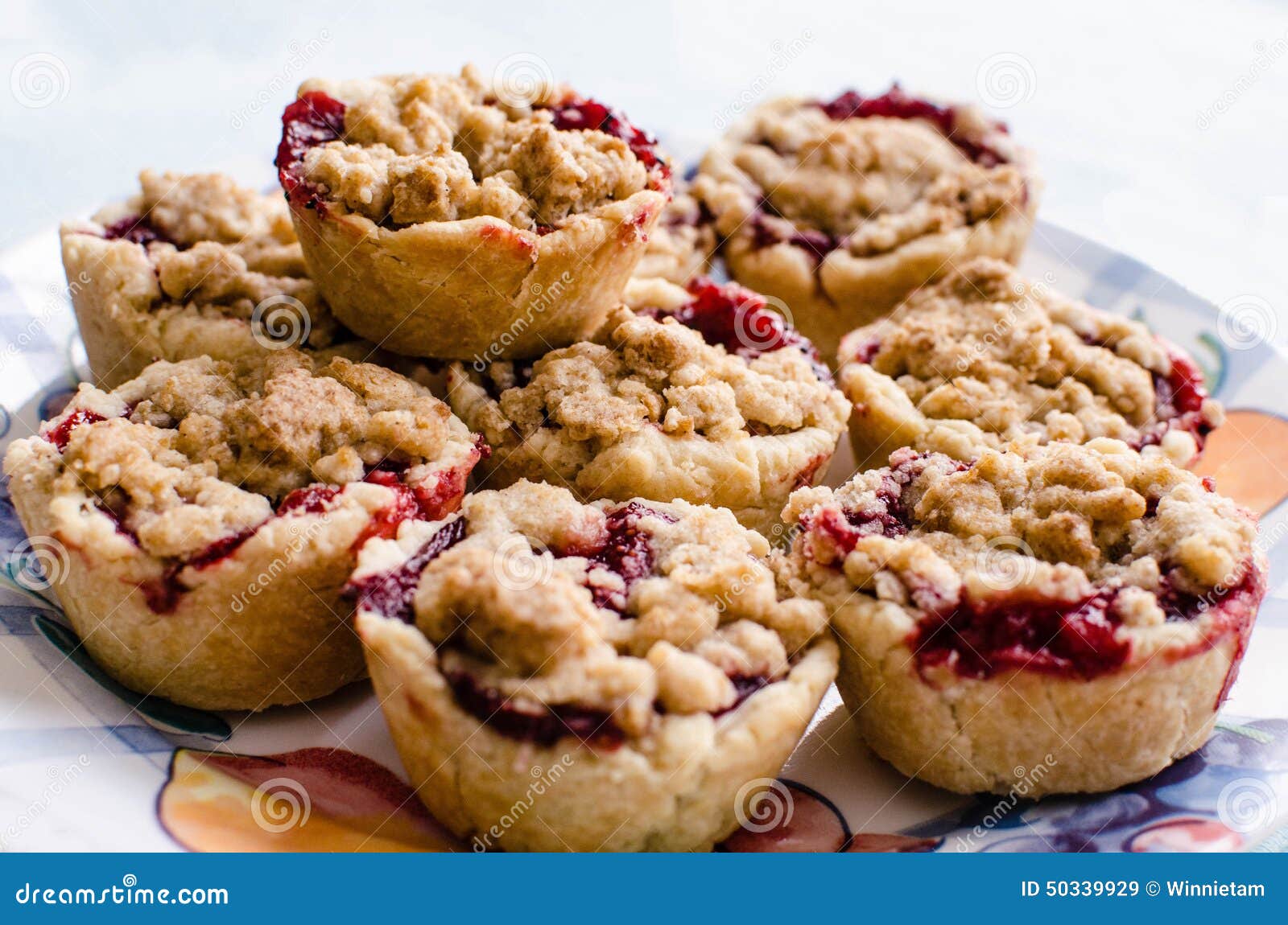 Homemade crumble tarts stock image. Image of white, background 50339929
