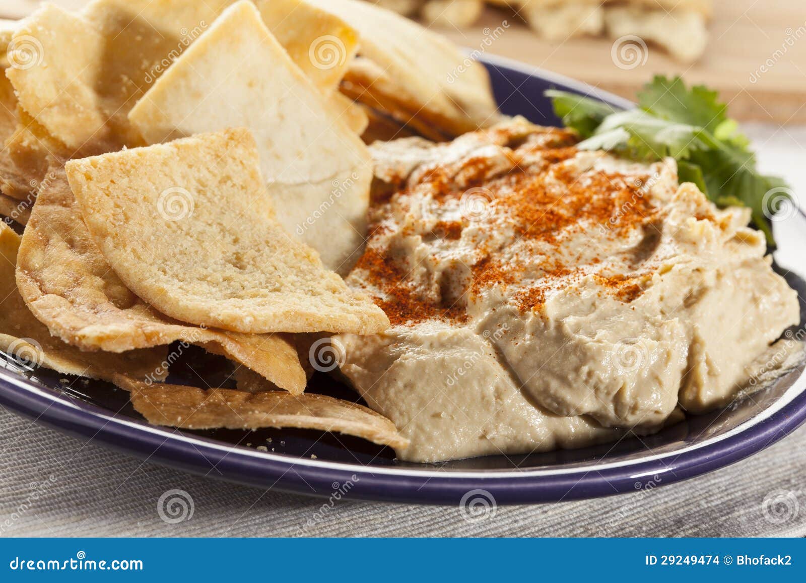 Homemade Crunchy Pita Chips with Hummus Stock Photo Image of crunchy