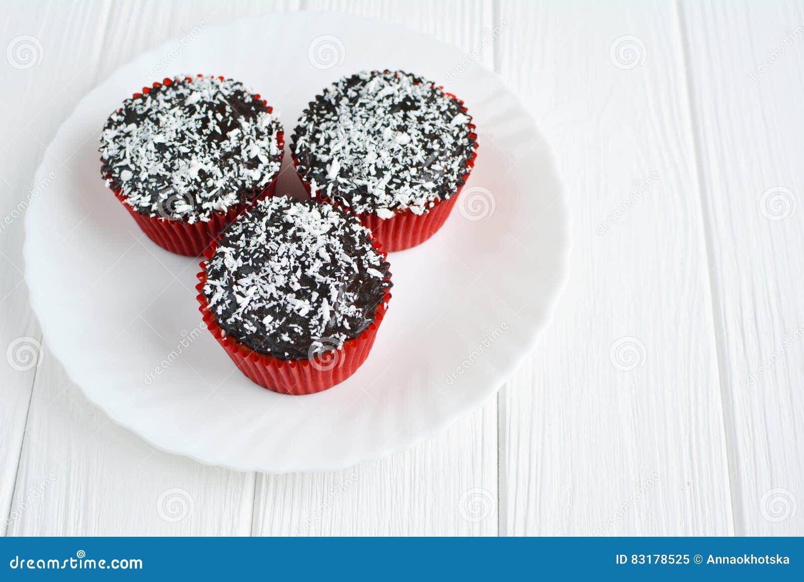 Homemade Cupcakes with Chocolate Glaze and Coconut Stock Image Image