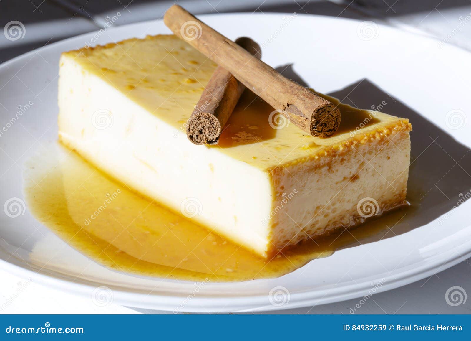 Homemade Custard Pudding with Caramel on Dish. Stock Image Image of