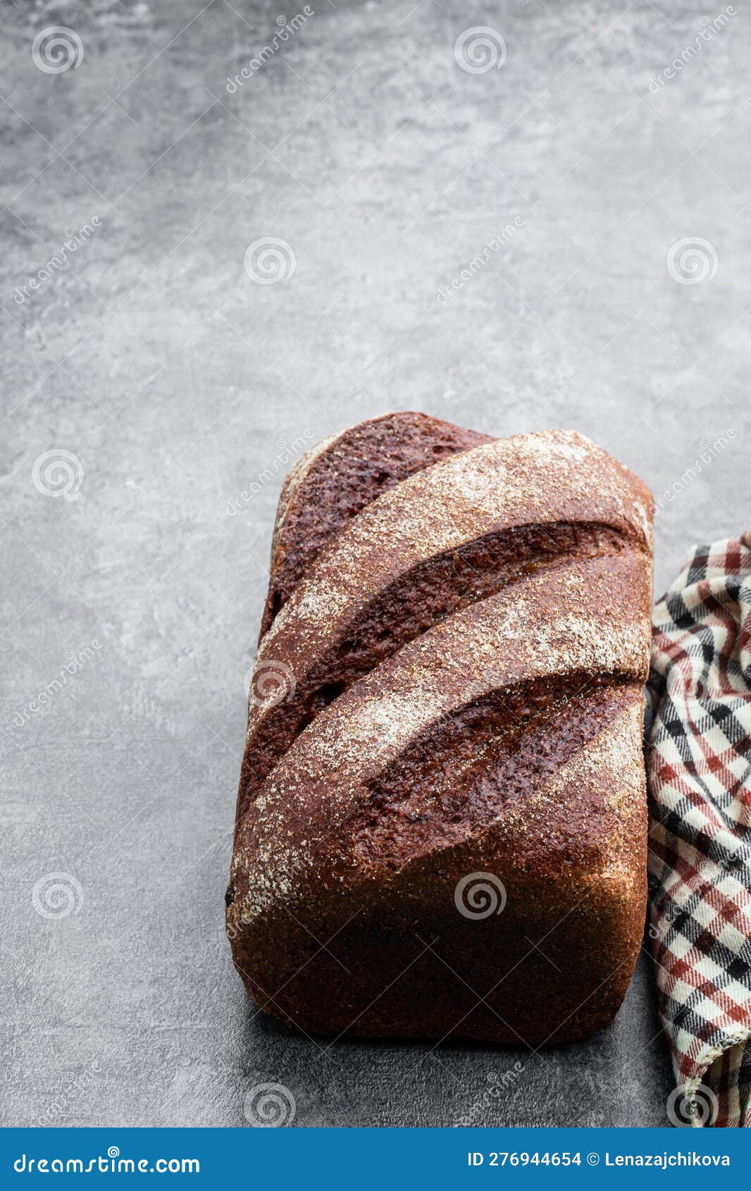 Homemade Dark Rye Bread on Gray Background Stock Photo Image of