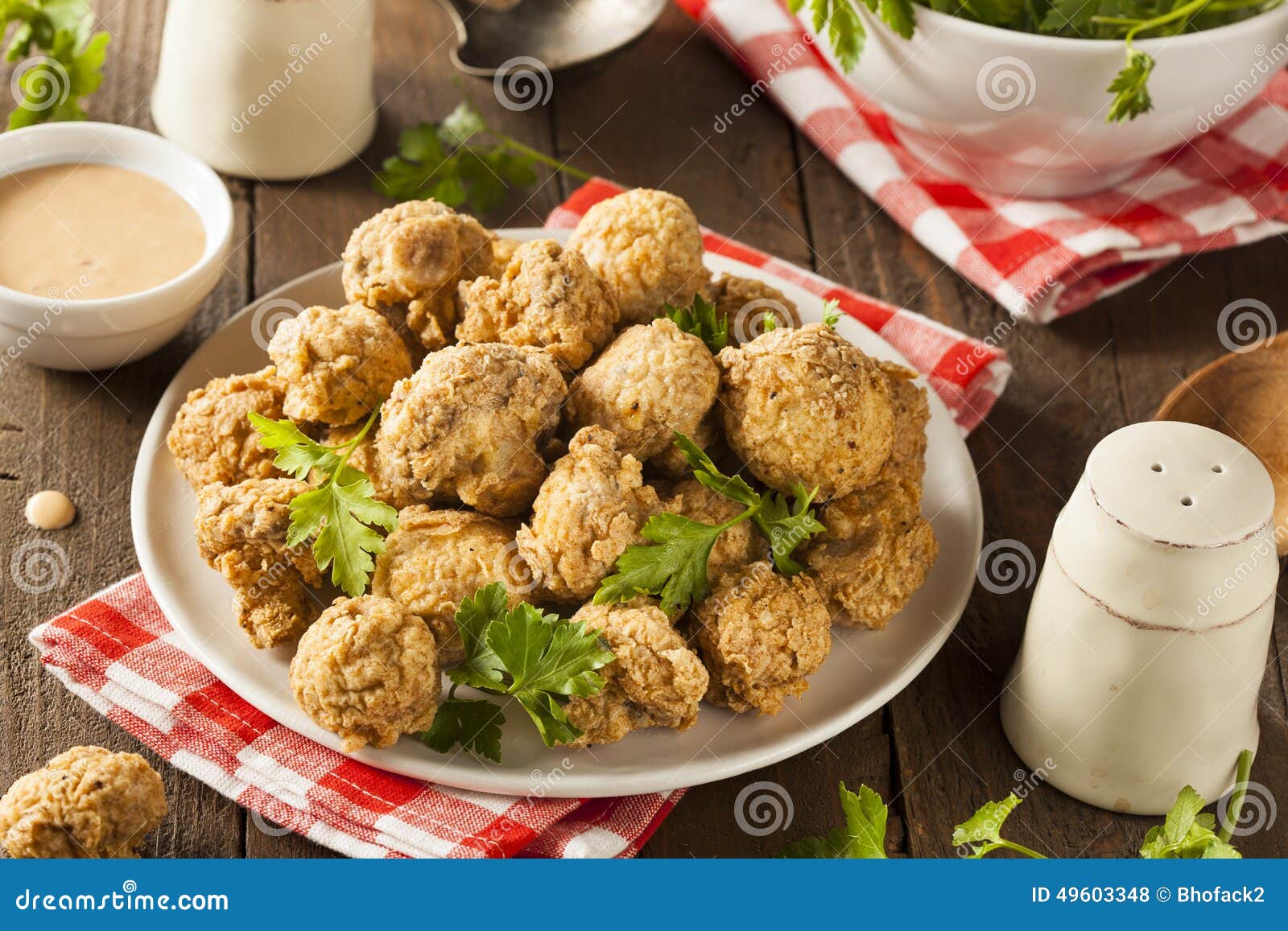 Homemade Deep Fried Mushrooms Stock Photo Image of battered, starter 49603348