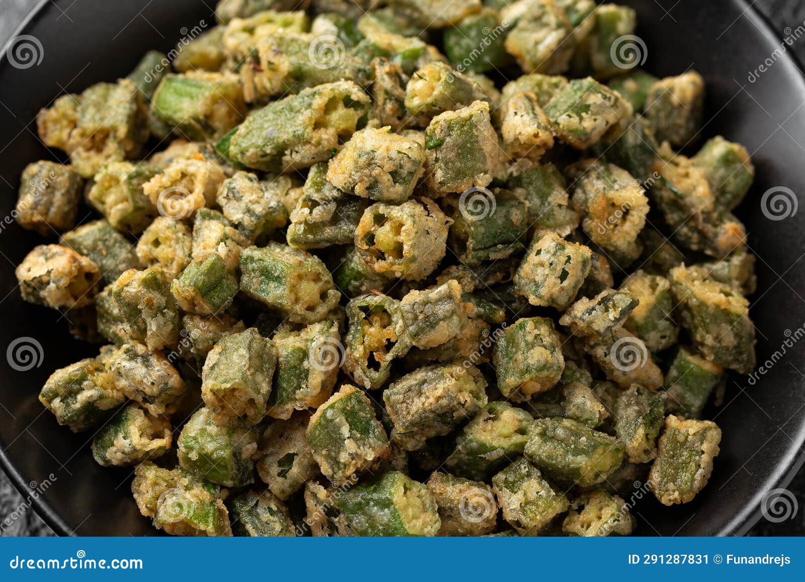 Homemade Deep Fried Okra with Herbs and Spices. Stock Image Image of
