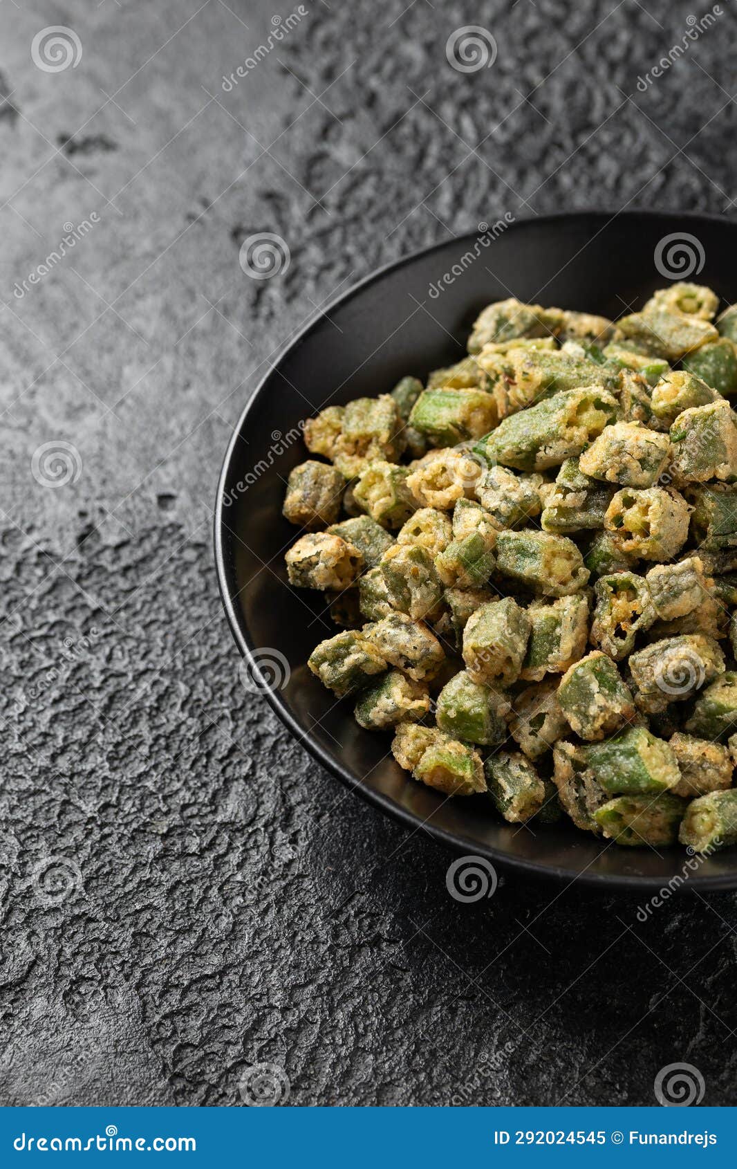 Homemade Deep Fried Okra with Herbs and Spices. Stock Image Image of