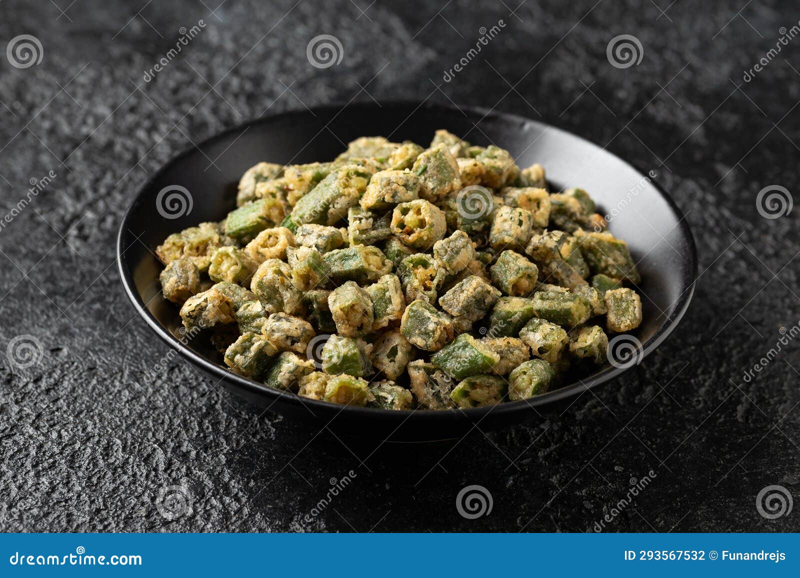 Homemade Deep Fried Okra with Herbs and Spices. Stock Photo Image of
