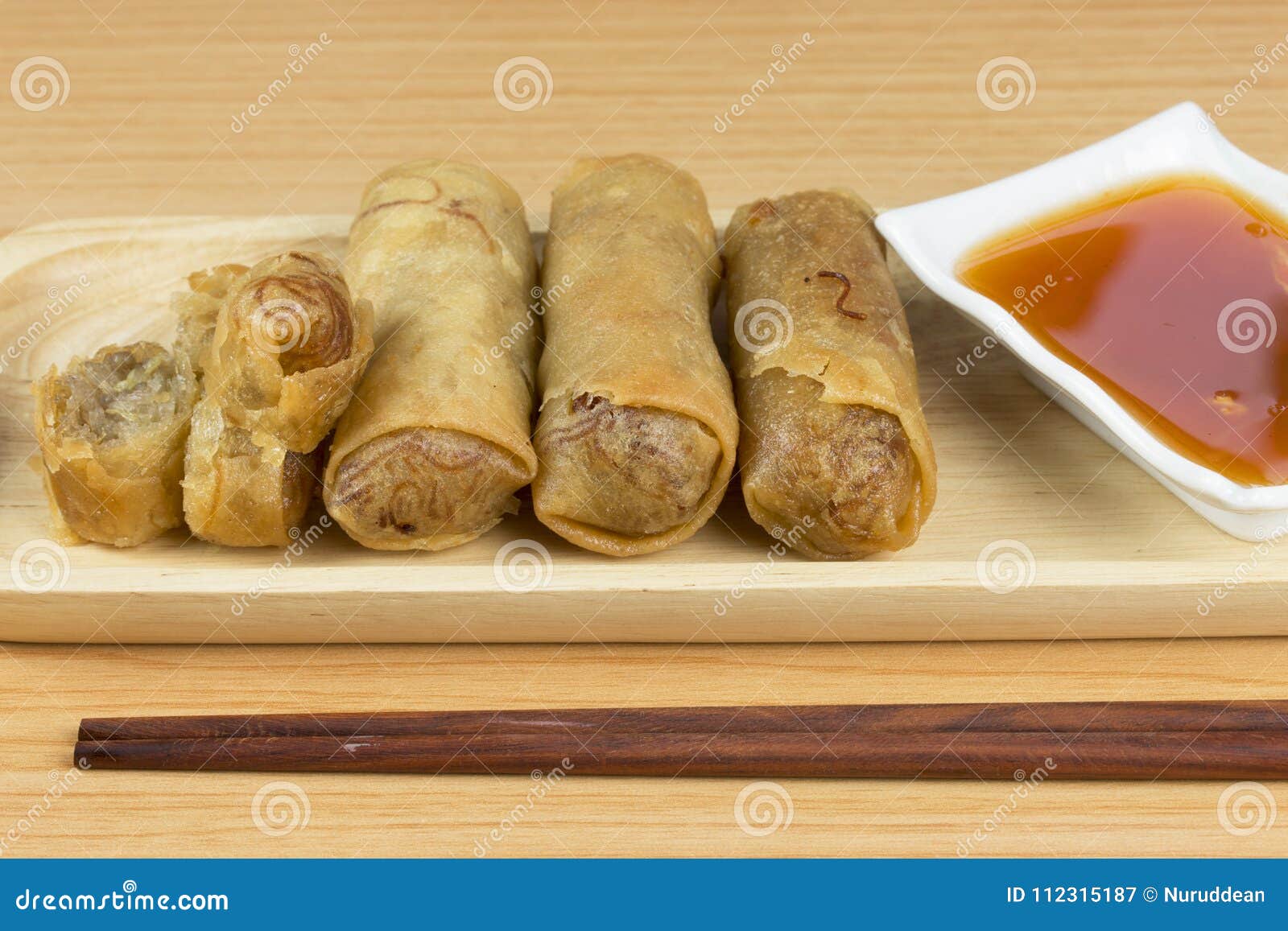 Homemade Deep Fried Spring Rolls on a Plate with Sauce Stock Image Image of meal, food 112315187