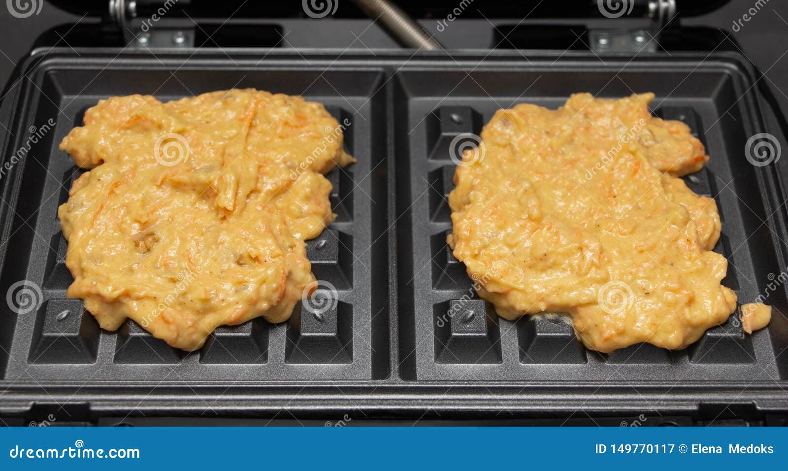 Homemade Dough for Carrot Waffles on a Waffle Iron Stock Image Image