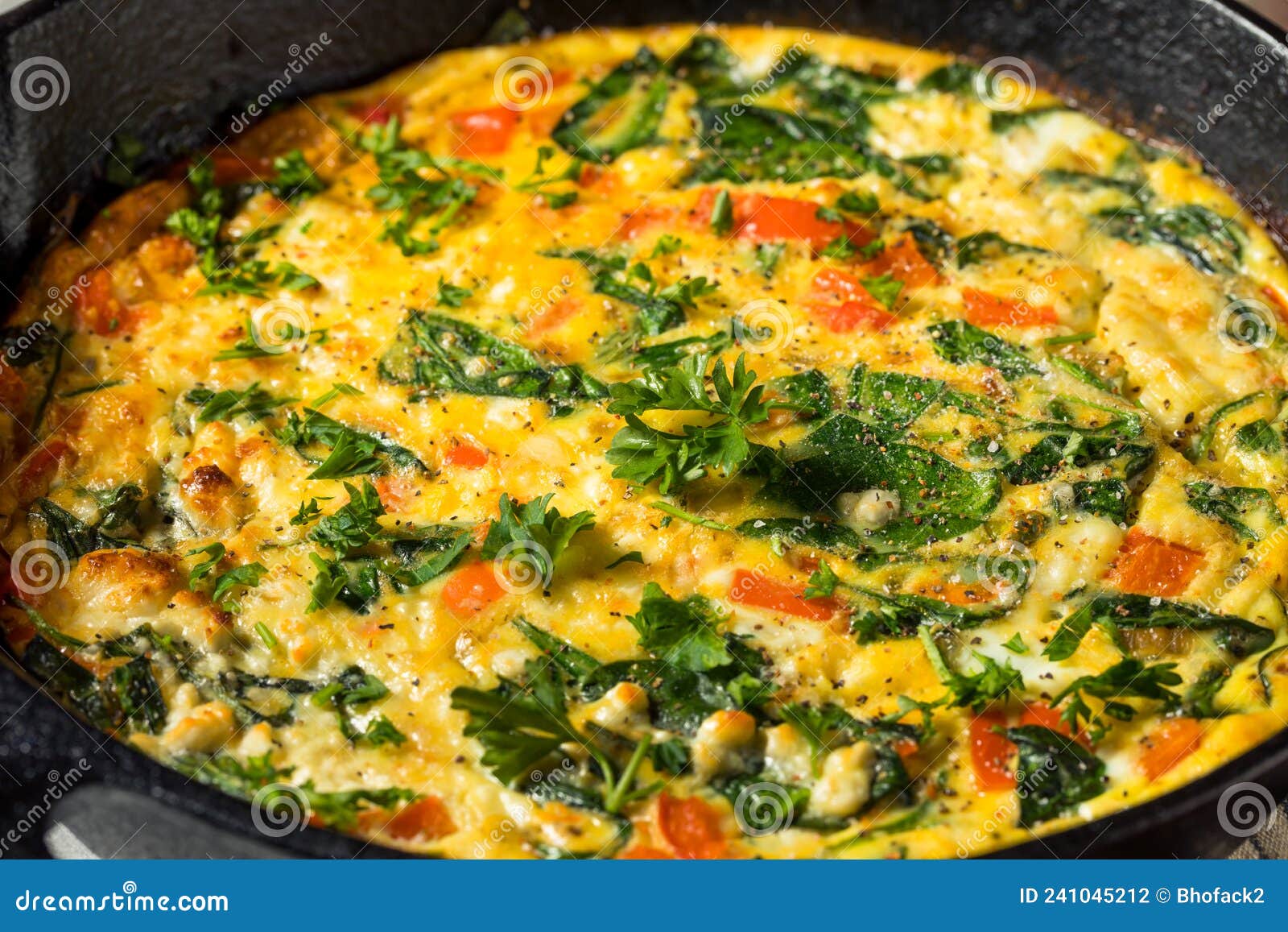 Homemade Egg and Spinach Frittata Stock Photo - Image of fried, tomato