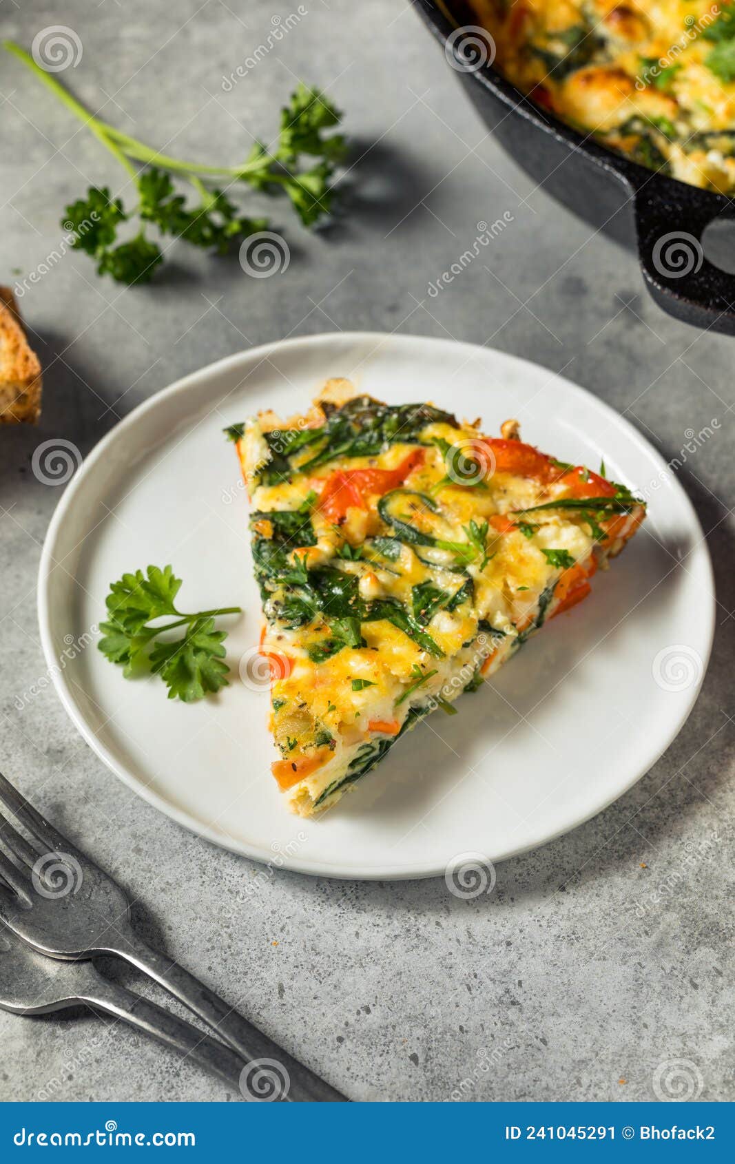 Homemade Egg and Spinach Frittata Stock Image - Image of pepper, green