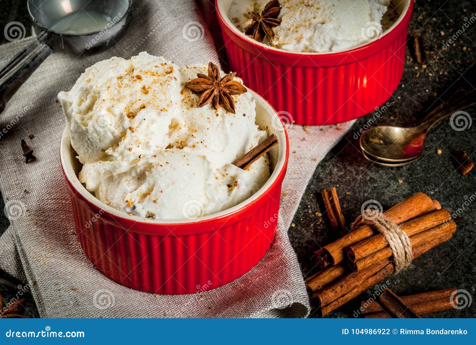 Homemade Eggnog Ice Cream stock photo. Image of seasonal 104986922