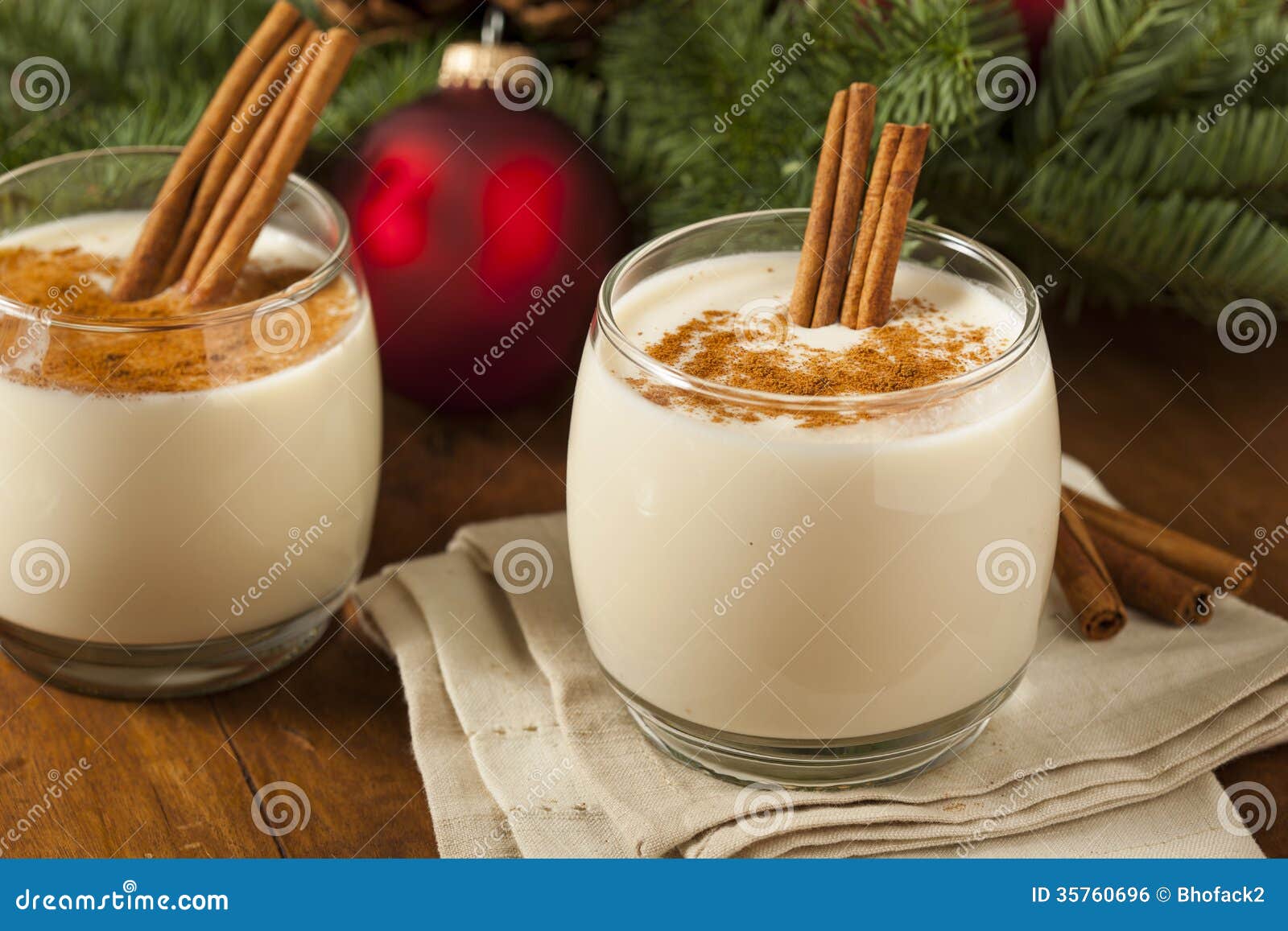 Homemade Festive Cinnamon Eggnog Stock Photo Image of peppermint
