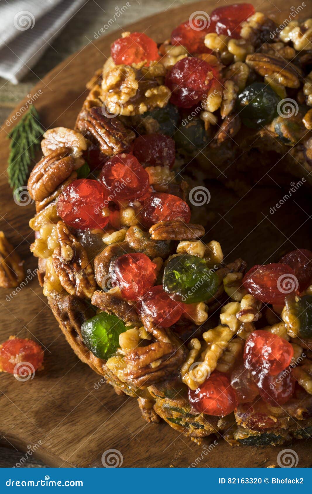 Fruitcake With Nuts, Raisins, Candied Fruit And Spices. Traditional