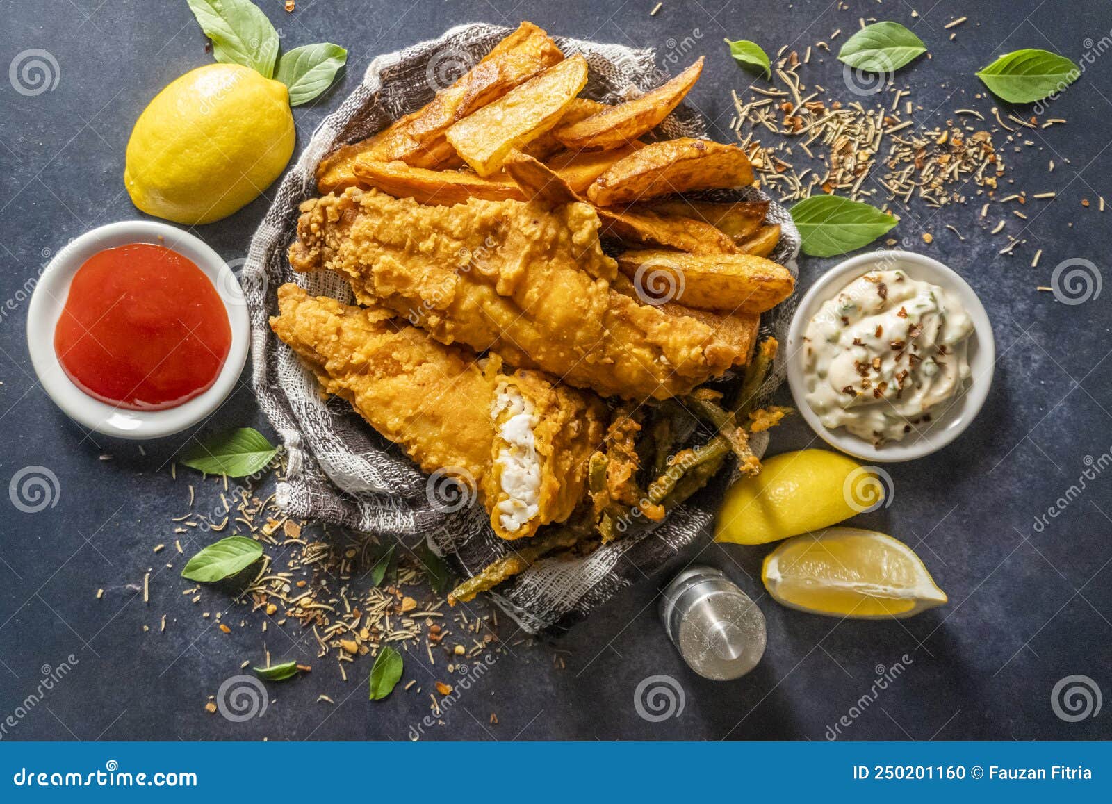 Homemade Fish and Chips. Food Photography for Menu. Stock Photo Image