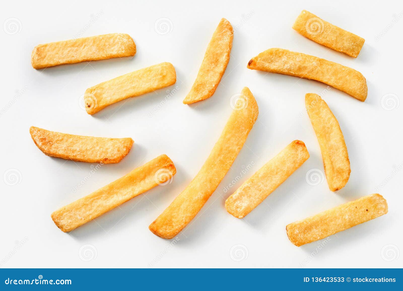 homemade french fries on a white background