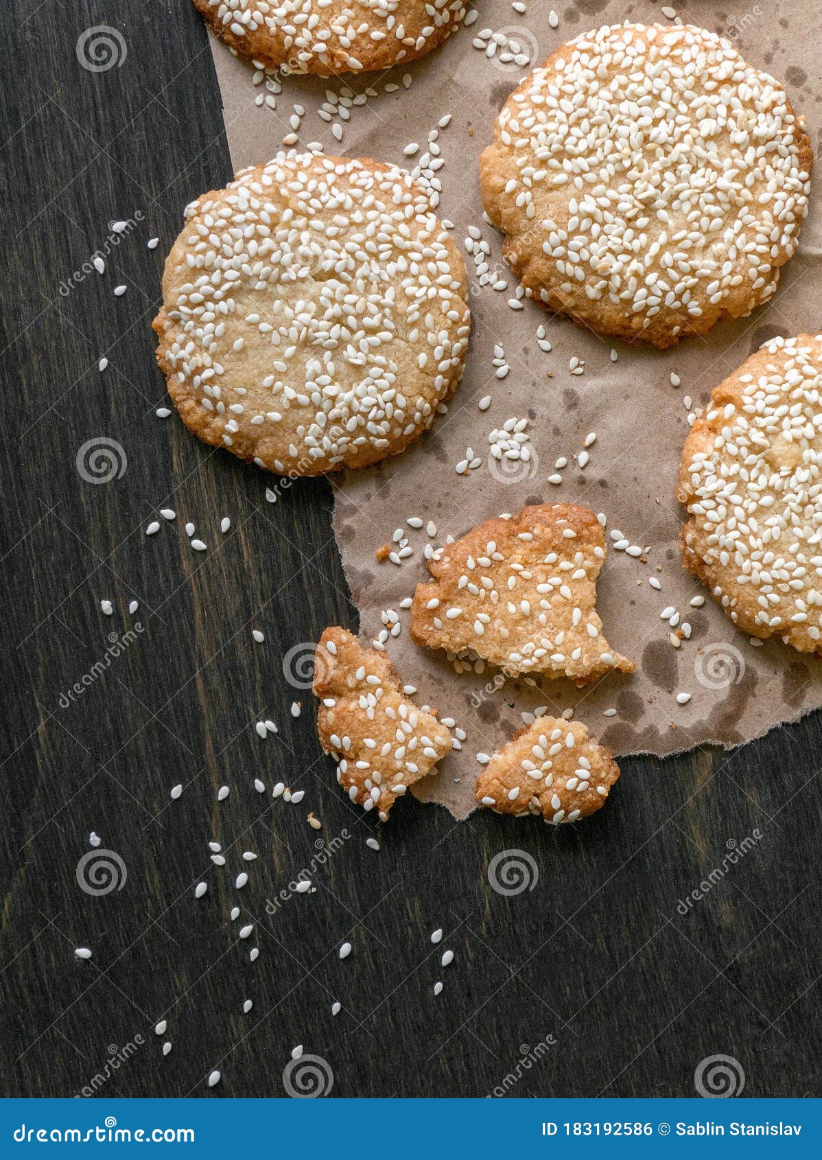 Homemade Freshly Baked Tahini and Sesame Seeds Cookies Stock Photo ...