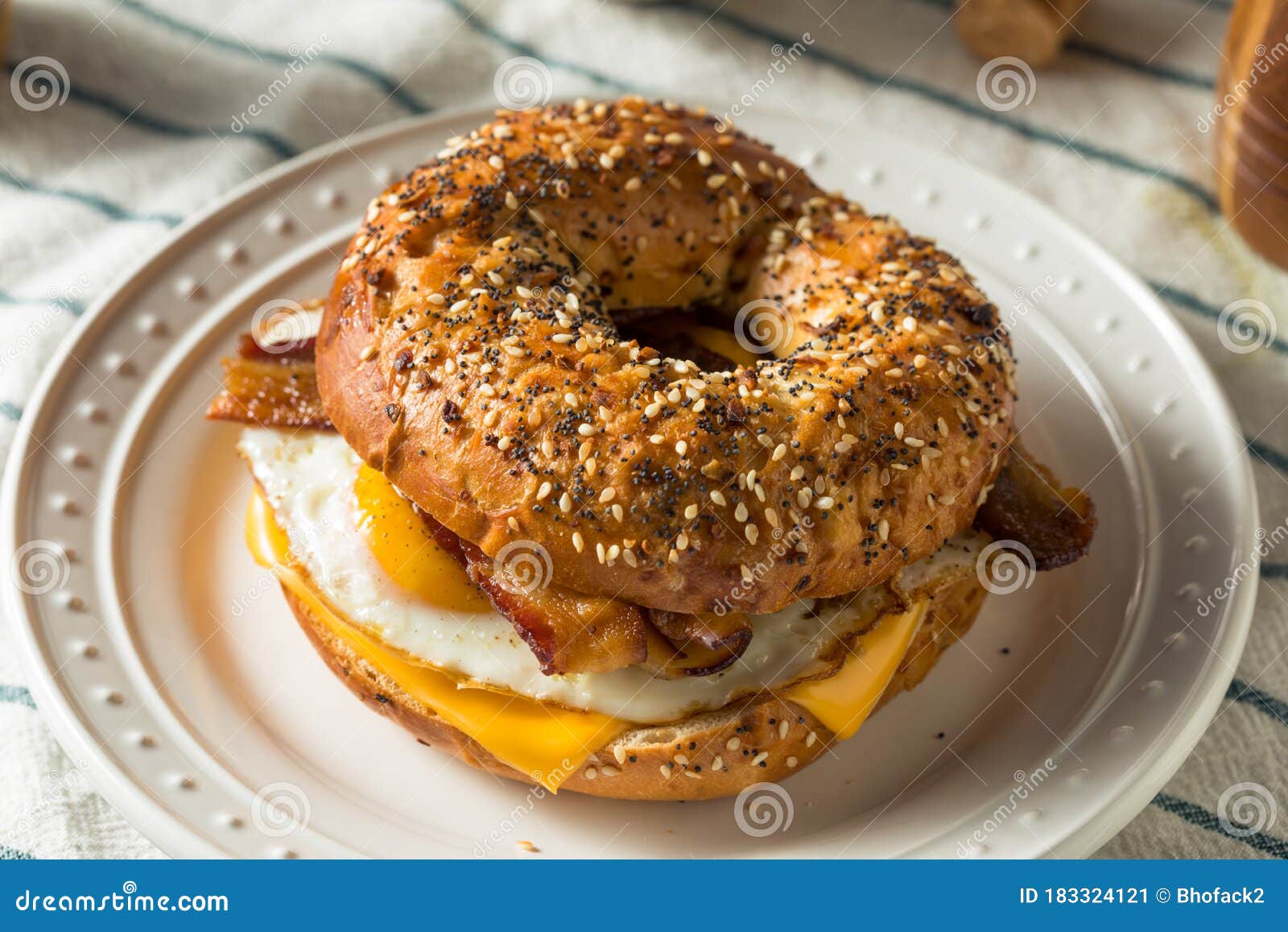 Homemade Fried Egg Bagel Sandwich Stock Image Image of meal, gourmet 183324121