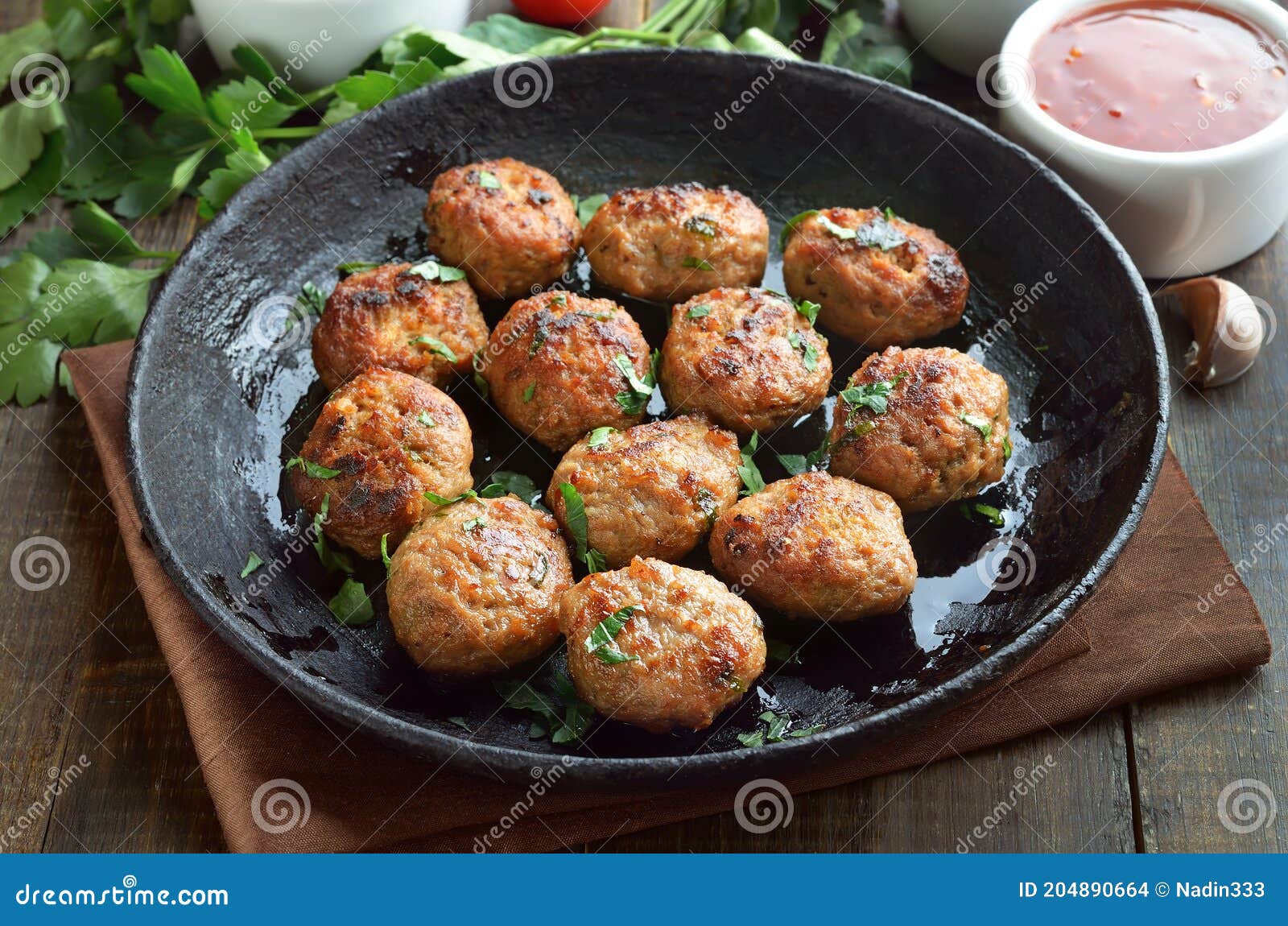 Homemade fried meatballs stock photo. Image of healthy 204890664