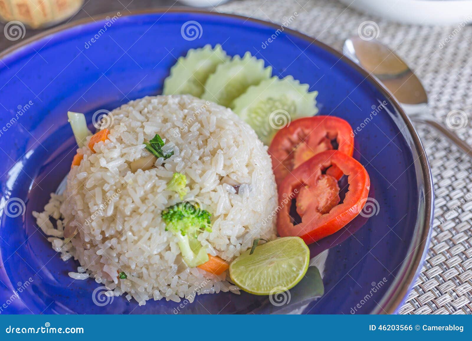 Homemade Fried Rice with Vegetables Stock Photo Image of green, style