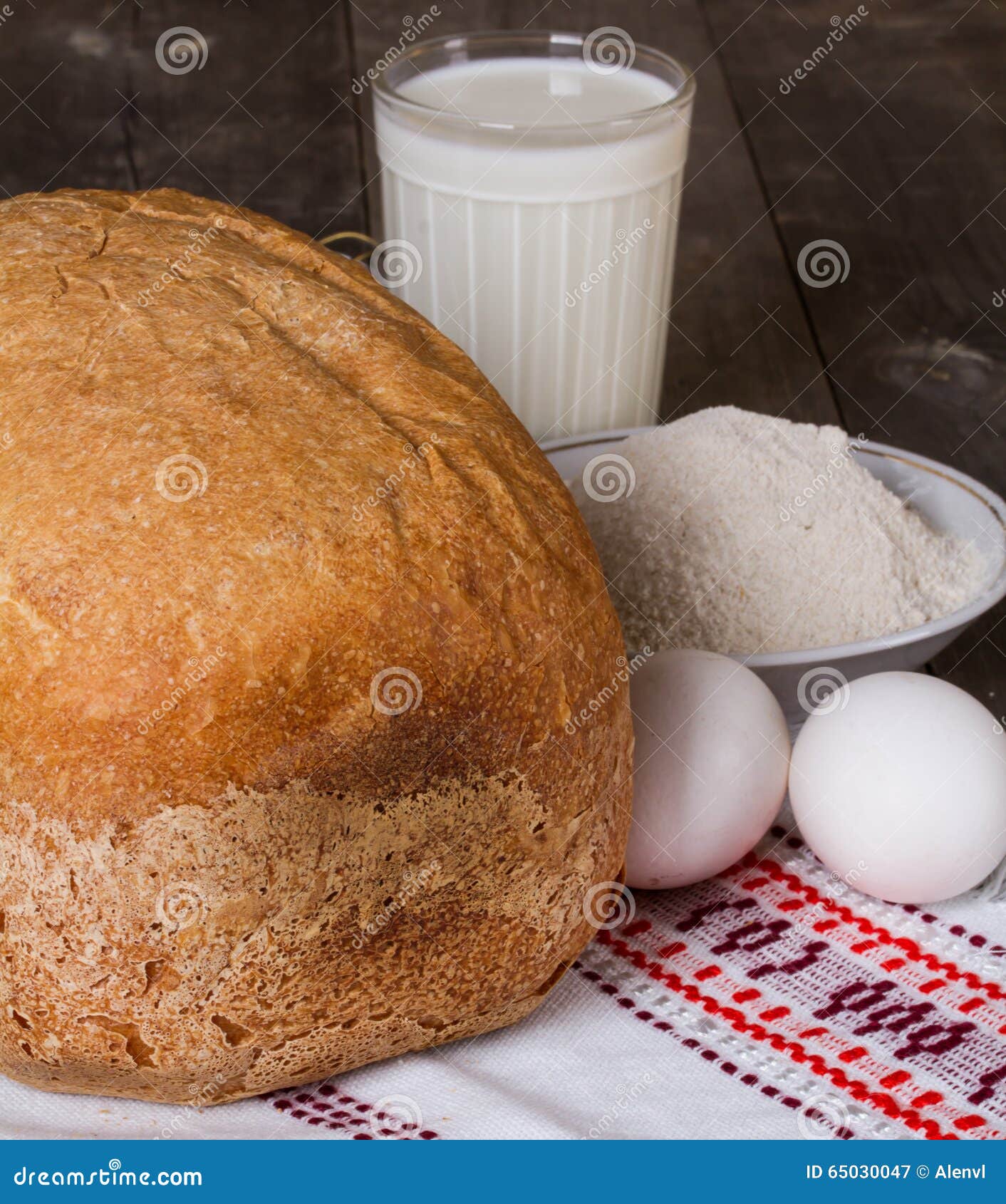Homemade Garlic Bread, Flour Stock Image Image of baking, rustic