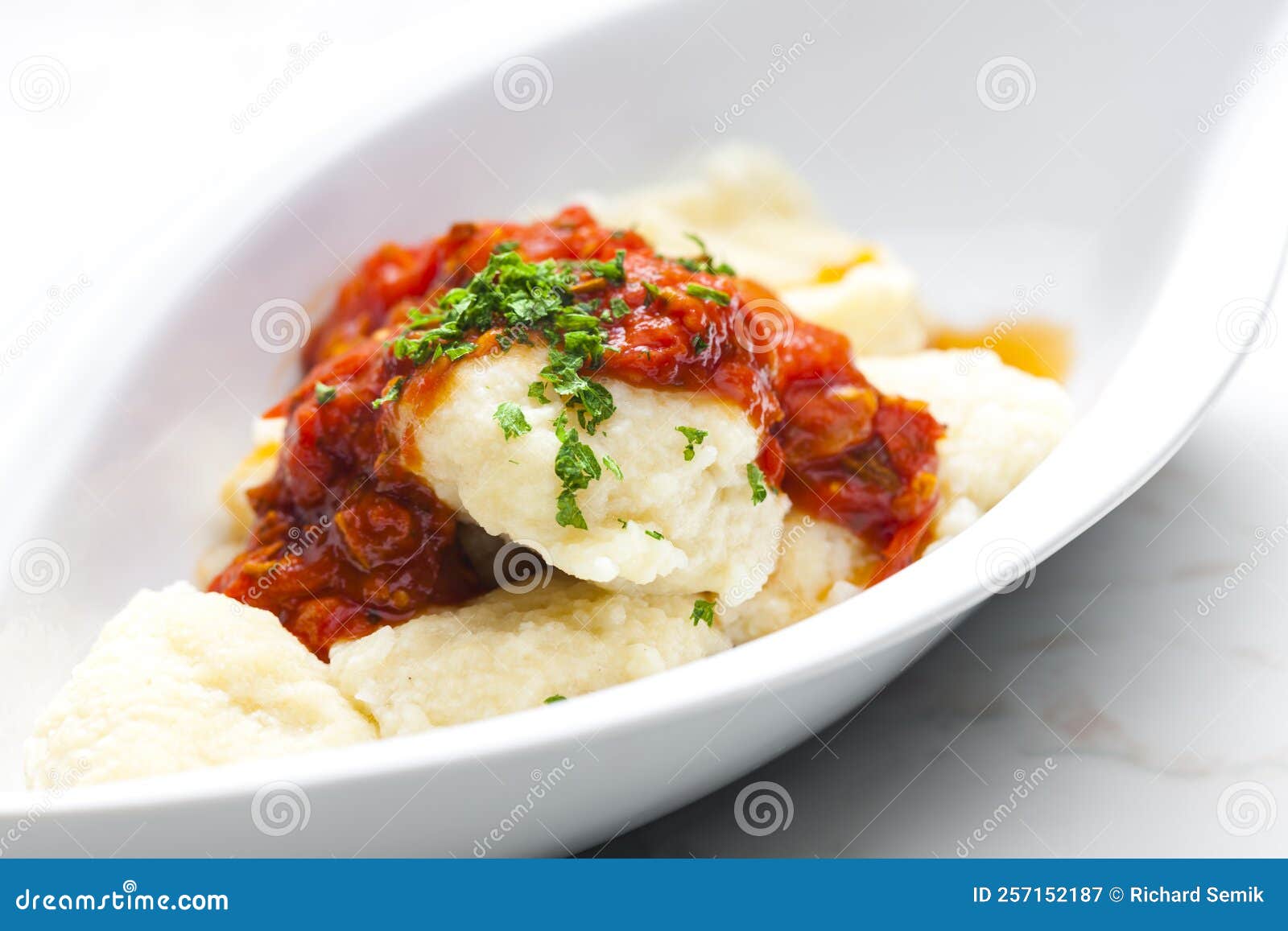 Homemade Gnocchi with Tomato Sauce Stock Image Image of herb, prepared 257152187