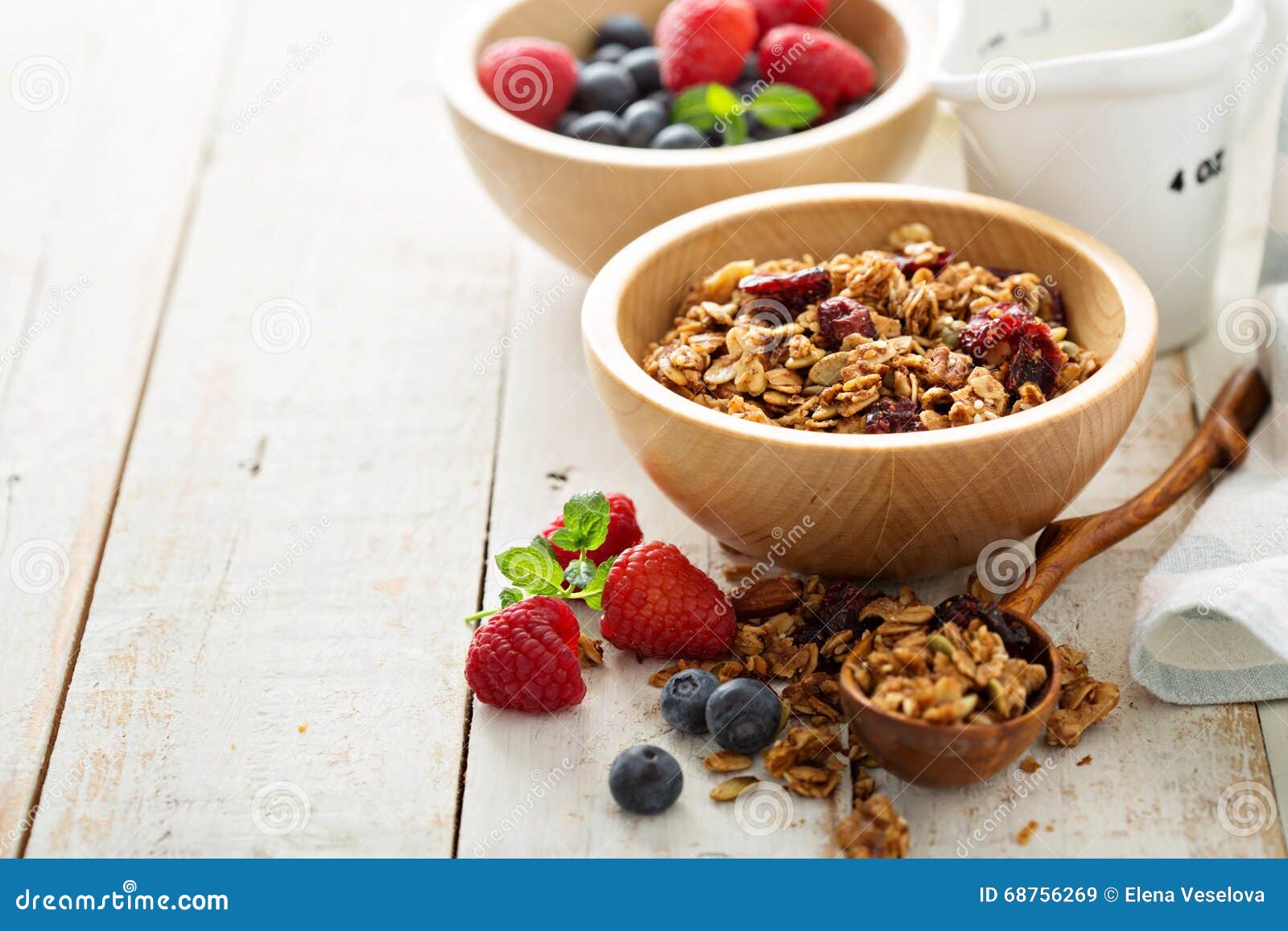 Homemade Granola with Milk for Breakfast Stock Image Image of glass
