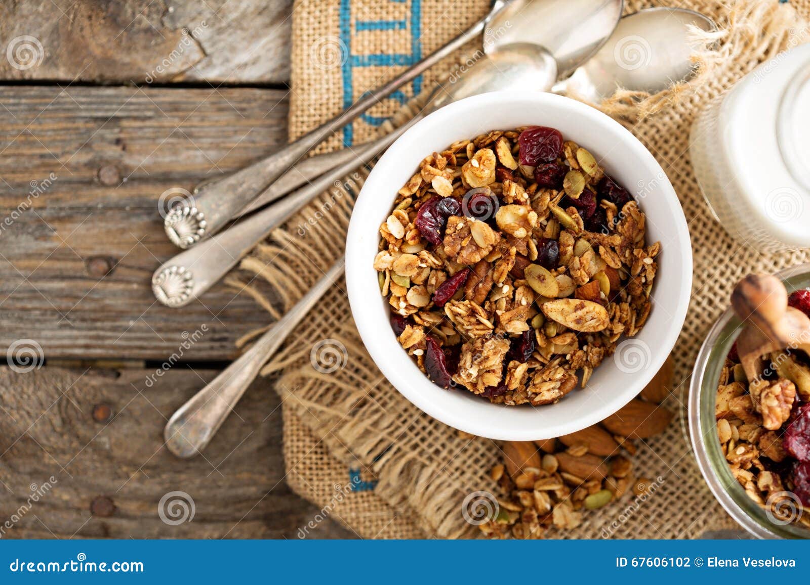Homemade Granola with Milk for Breakfast Stock Photo Image of dried