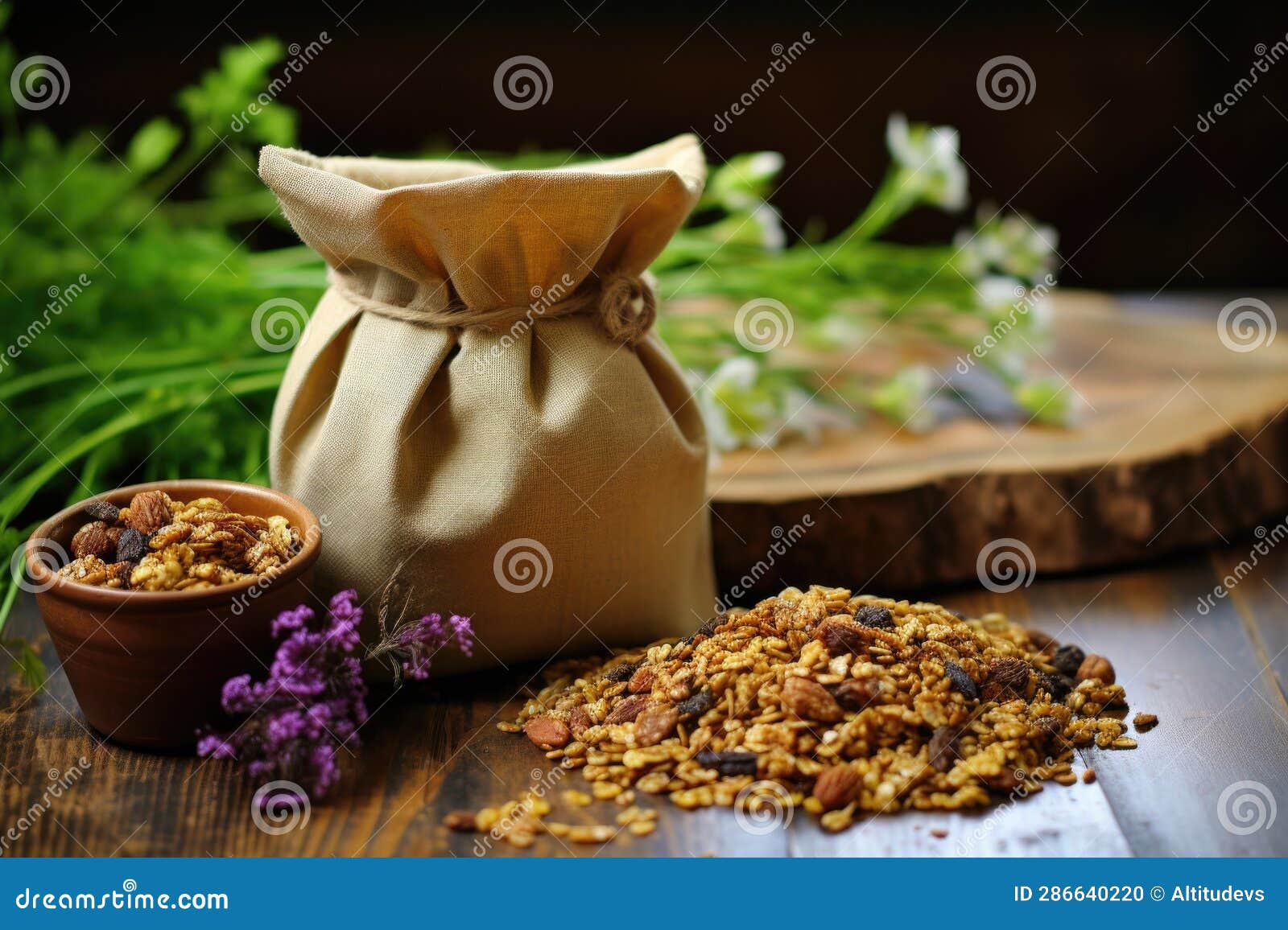 Homemade Granola in Reusable Ecofriendly Bag Stock Illustration