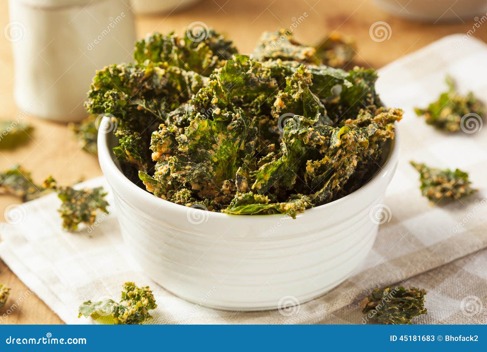 Homemade Green Kale Chips stock image. Image of snack 45181683