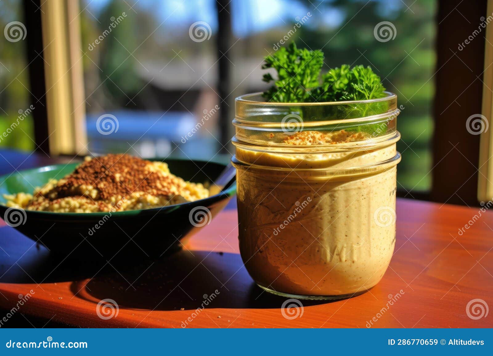 Homemade Hummus in a Mason Jar for Storage Stock Image Image of