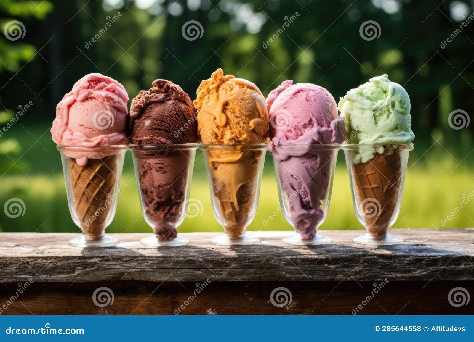 Homemade Ice Cream Scoops in Various Flavors Stock Photo Image of