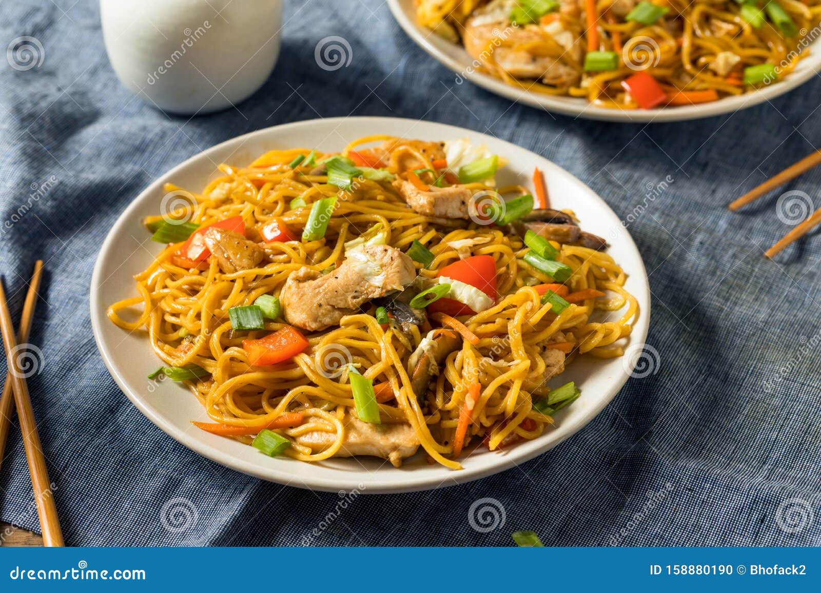Homemade Japanese Chicken Yakisoba Noodles Stock Photo - Image of