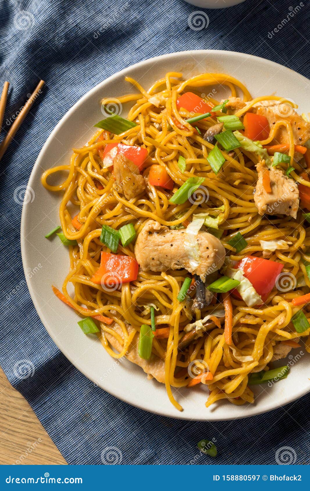 Homemade Japanese Chicken Yakisoba Noodles Stock Image - Image of stir