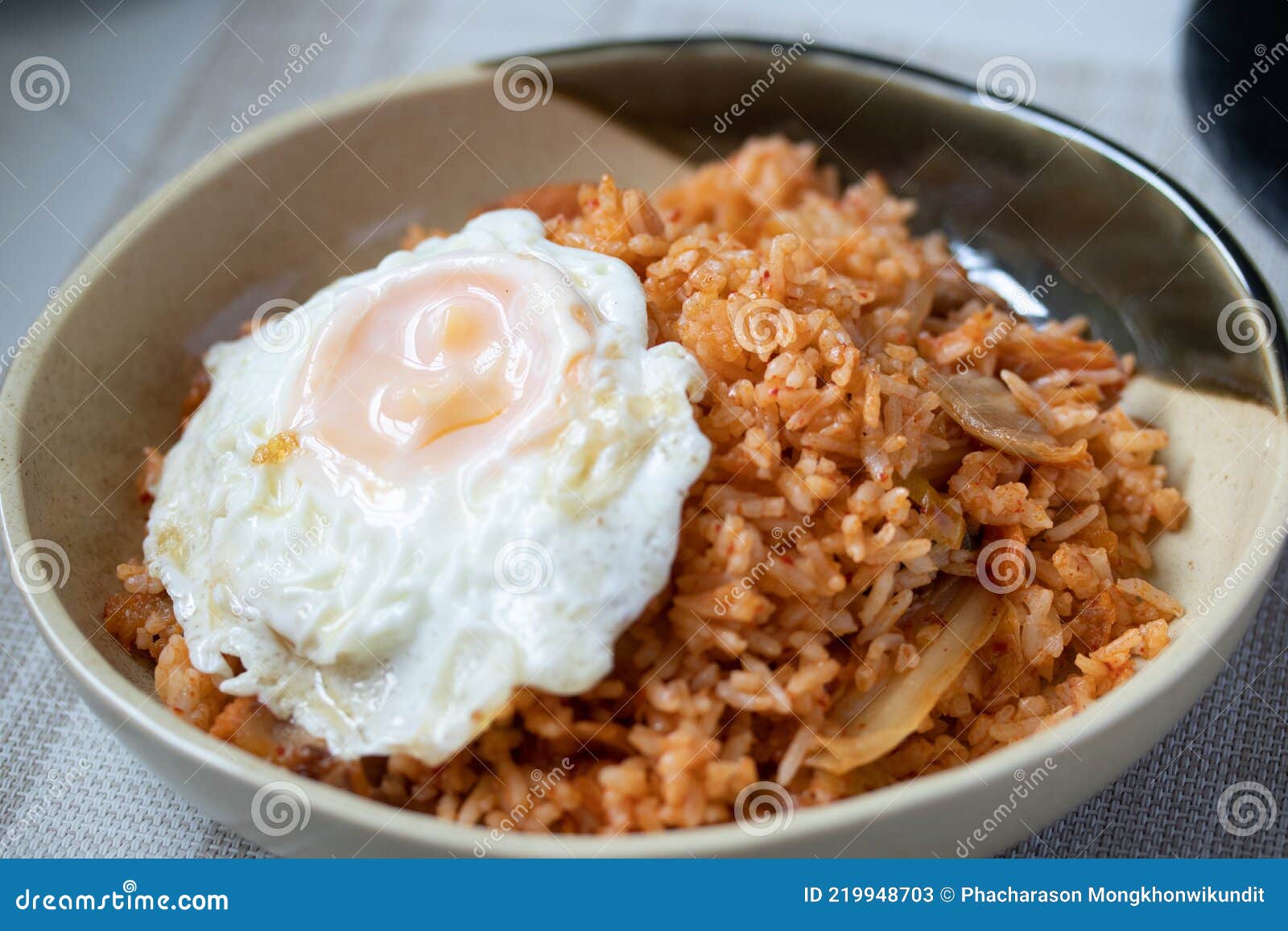 Homemade Kimchi Fried Rice with Fried Egg Stock Image Image of cooked