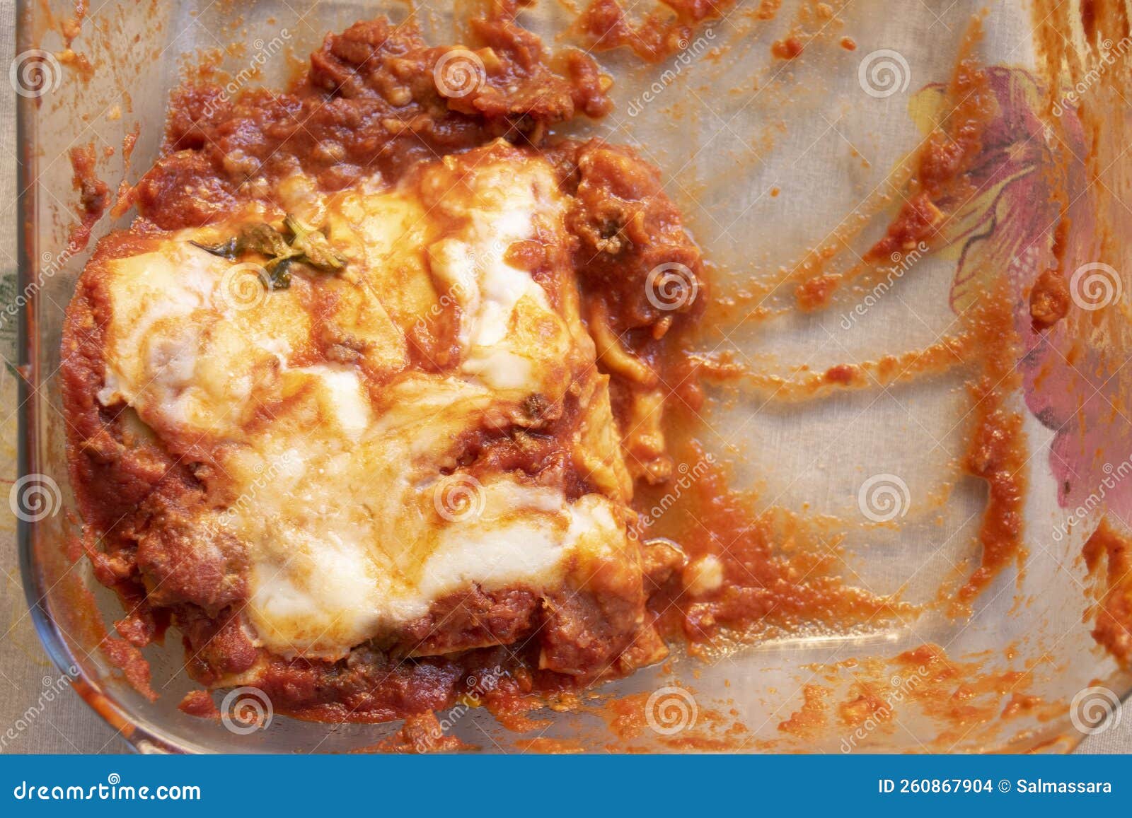 Homemade Lasagna in Glass Baking Dish Stock Photo Image of lasagne