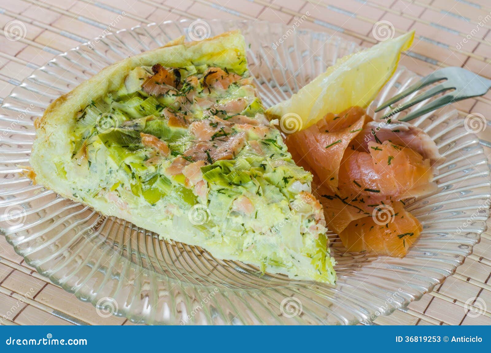 Homemade Leek and Salmon Quiche Stock Image Image of baked