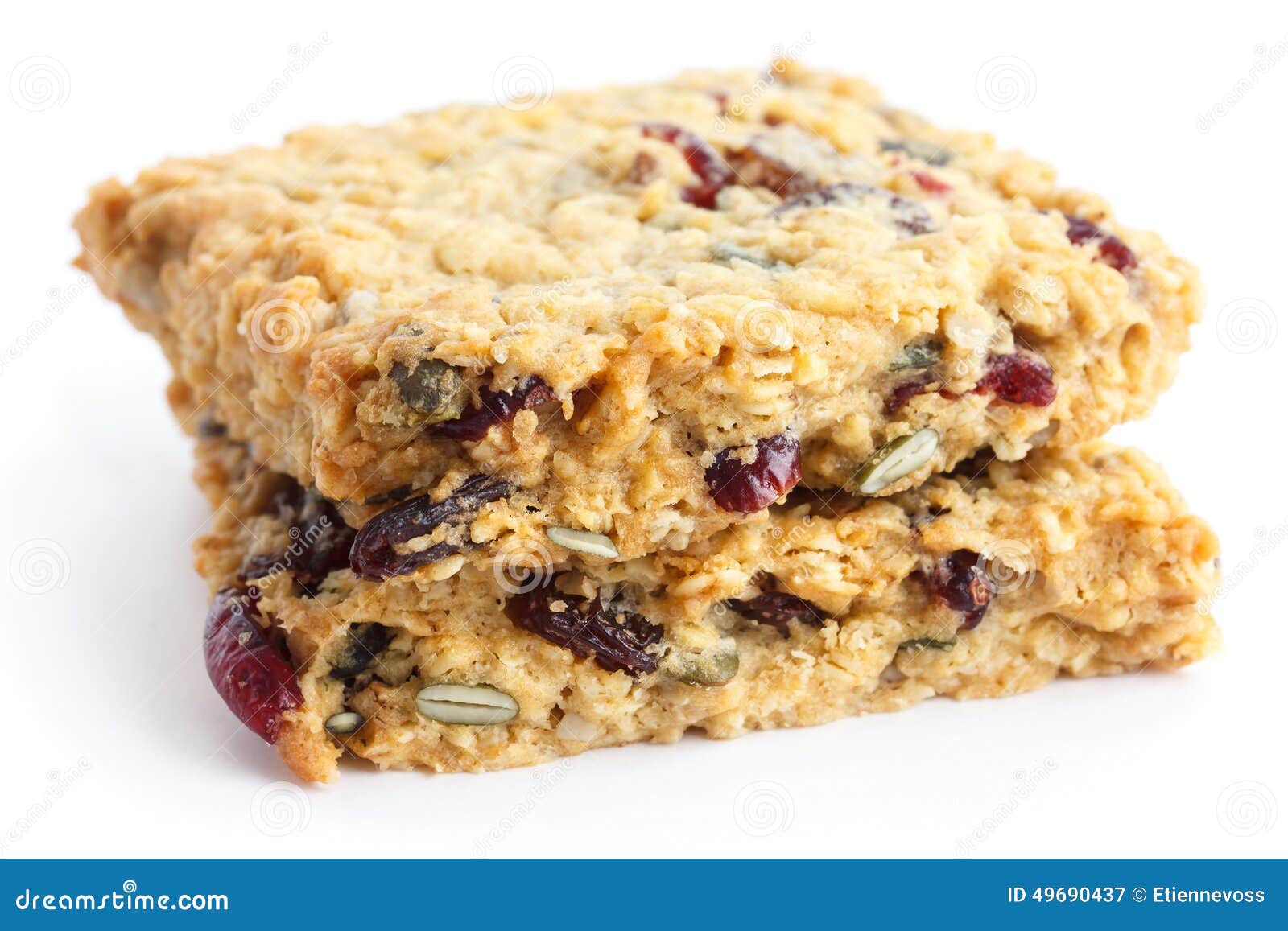 Homemade Luxury Fruit Muesli Bar. on White Stock Image Image of