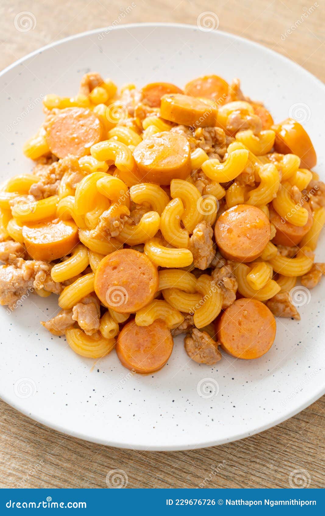 Macaroni Sausage and Minced Pork Stock Photo Image of macaroni, meat
