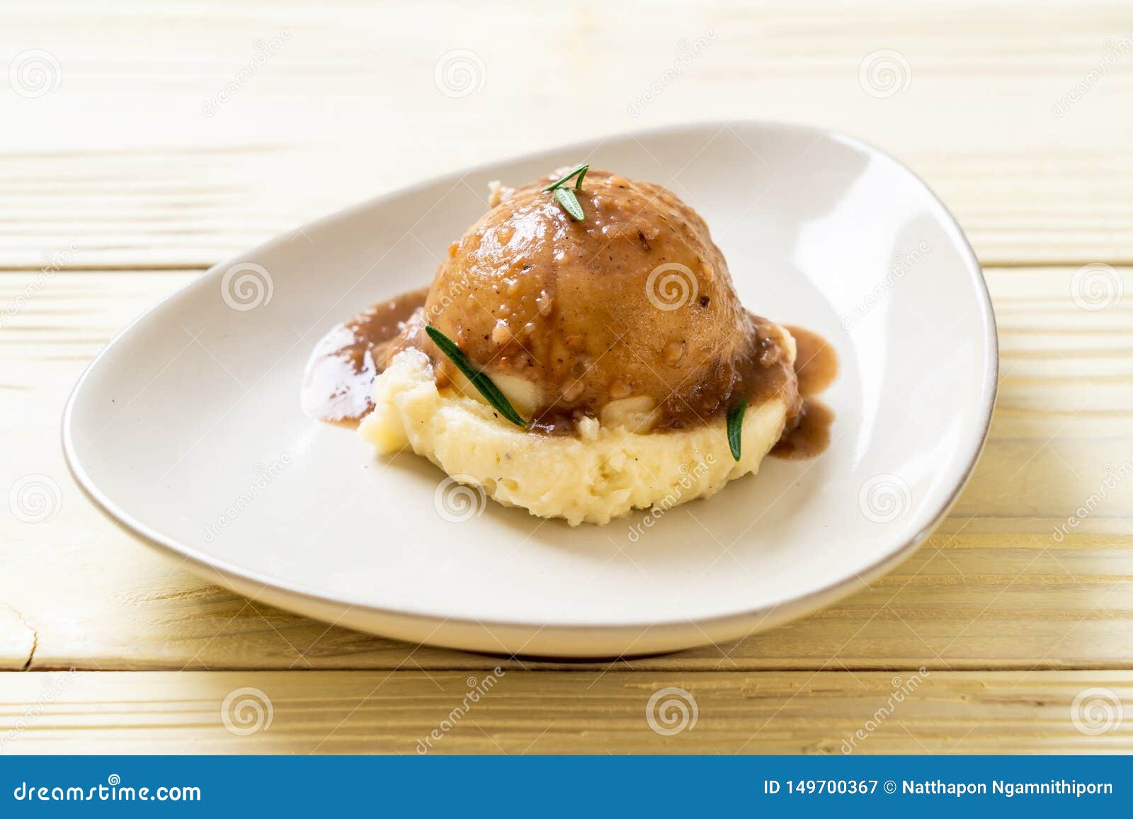 Mashed Potatoes with Gravy Sauce Stock Image Image of isolated