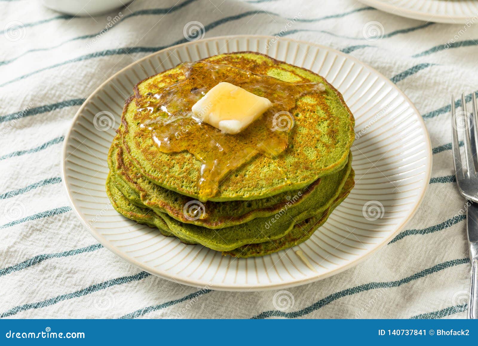Homemade Matcha Green Tea Pancakes Stock Image Image of delicious