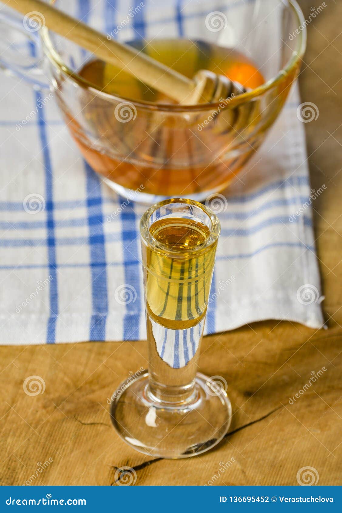 homemade mead honey wine on an old table
