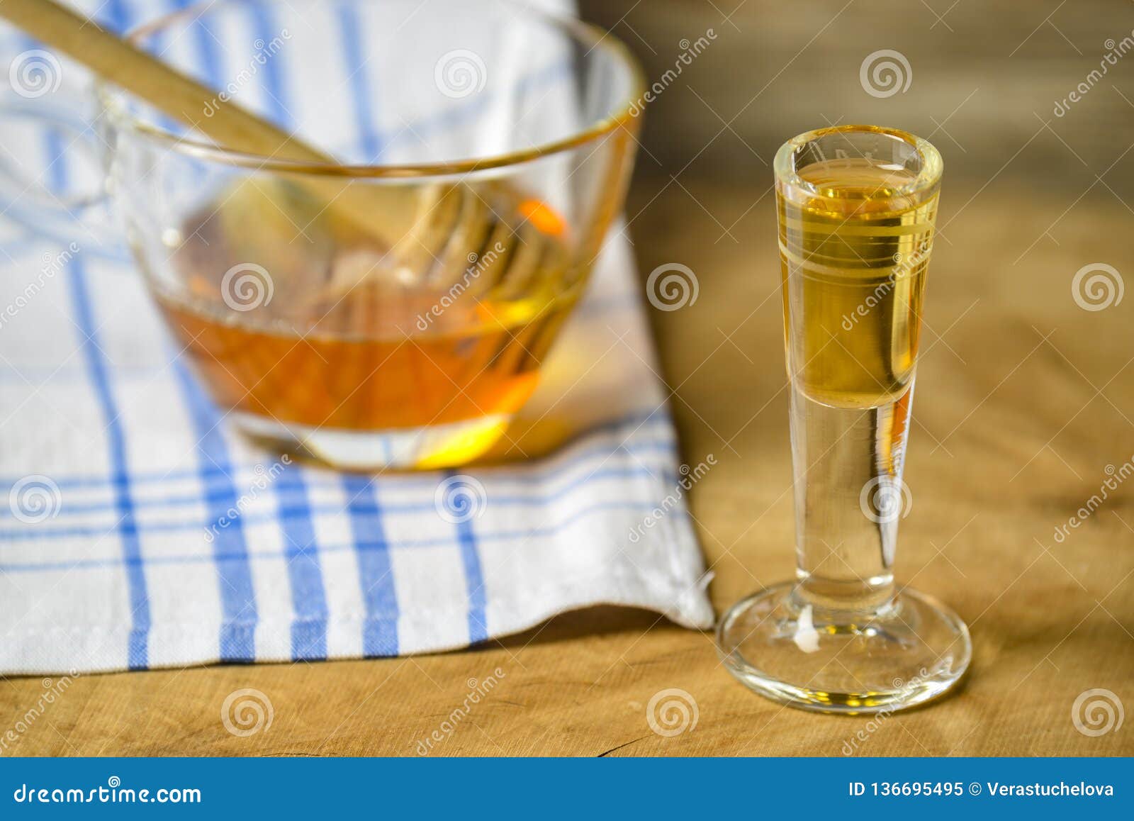 homemade mead honey wine on an old table