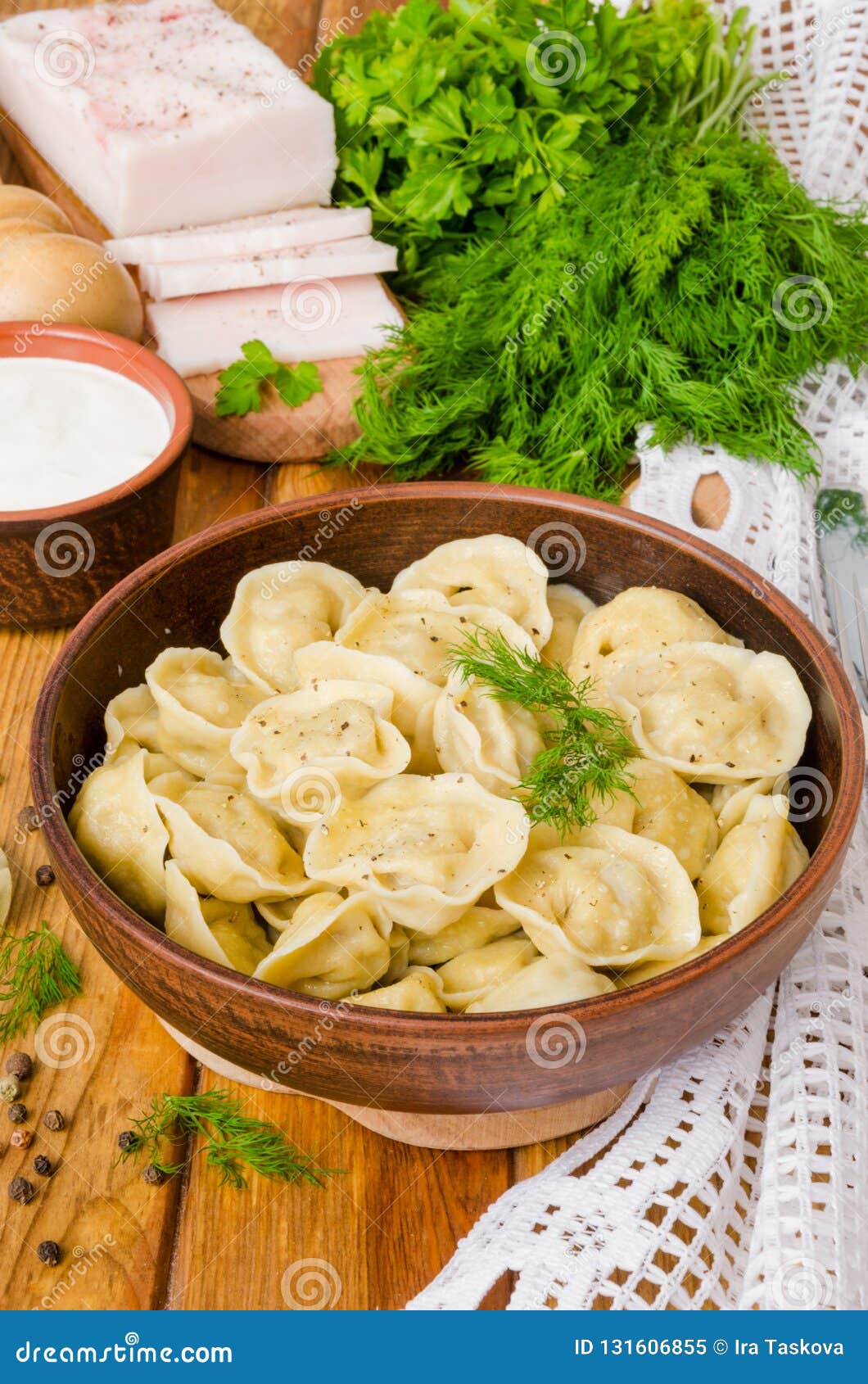 Homemade Meat Dumplings - Russian Pelmeni. Stock Image - Image of onion ...