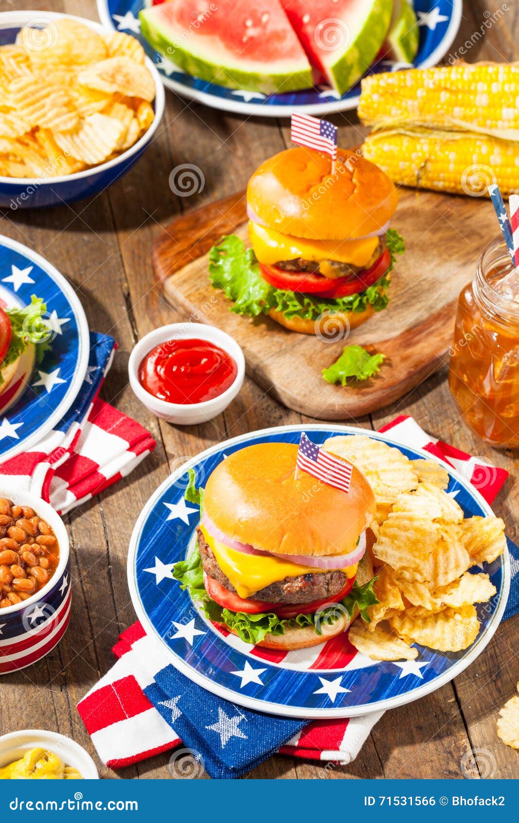 Homemade Memorial Day Hamburger Picnic Stock Photo Image of food