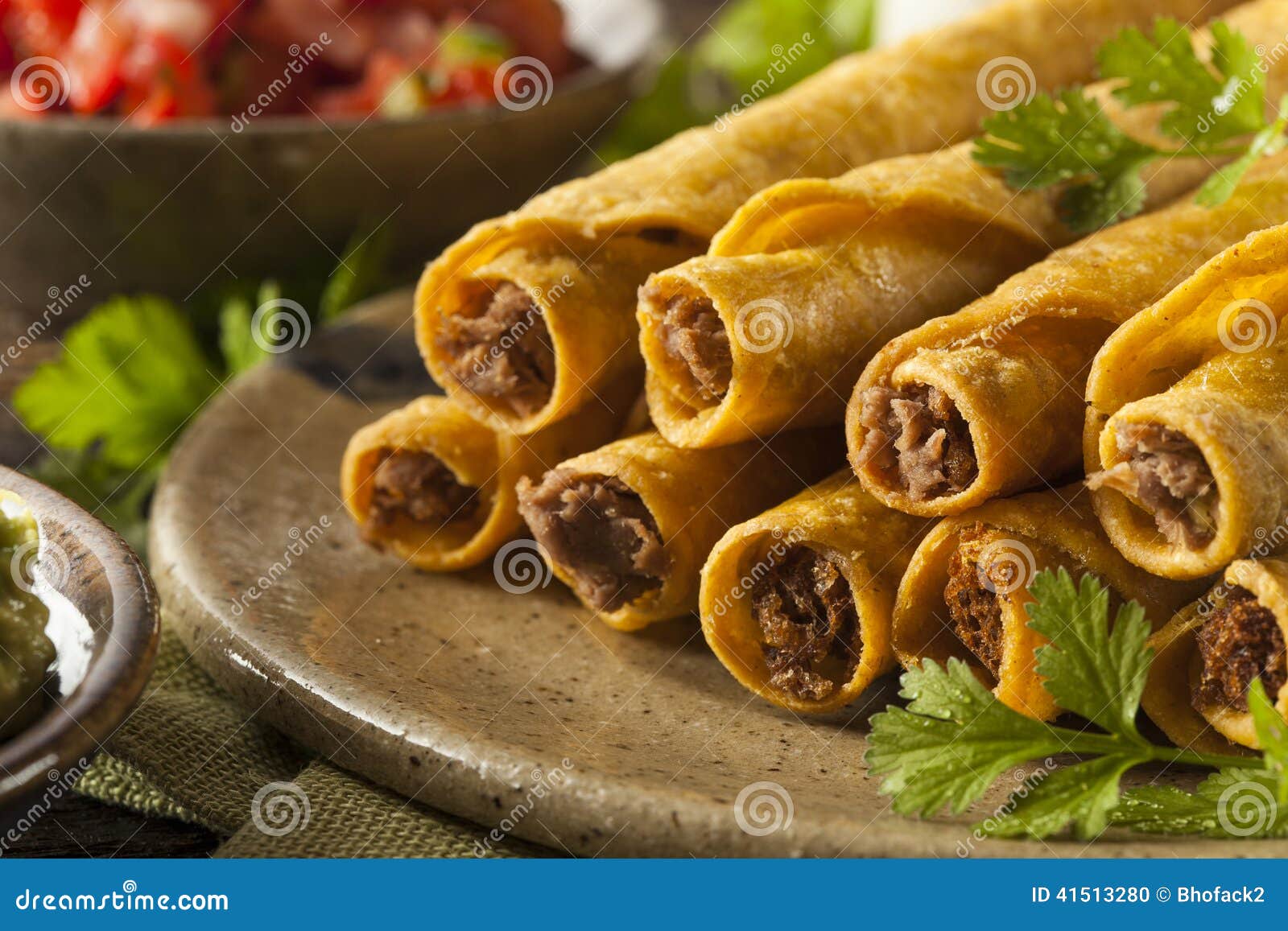Homemade Mexican Beef Taquitos Stock Photo Image of snack, beef 41513280