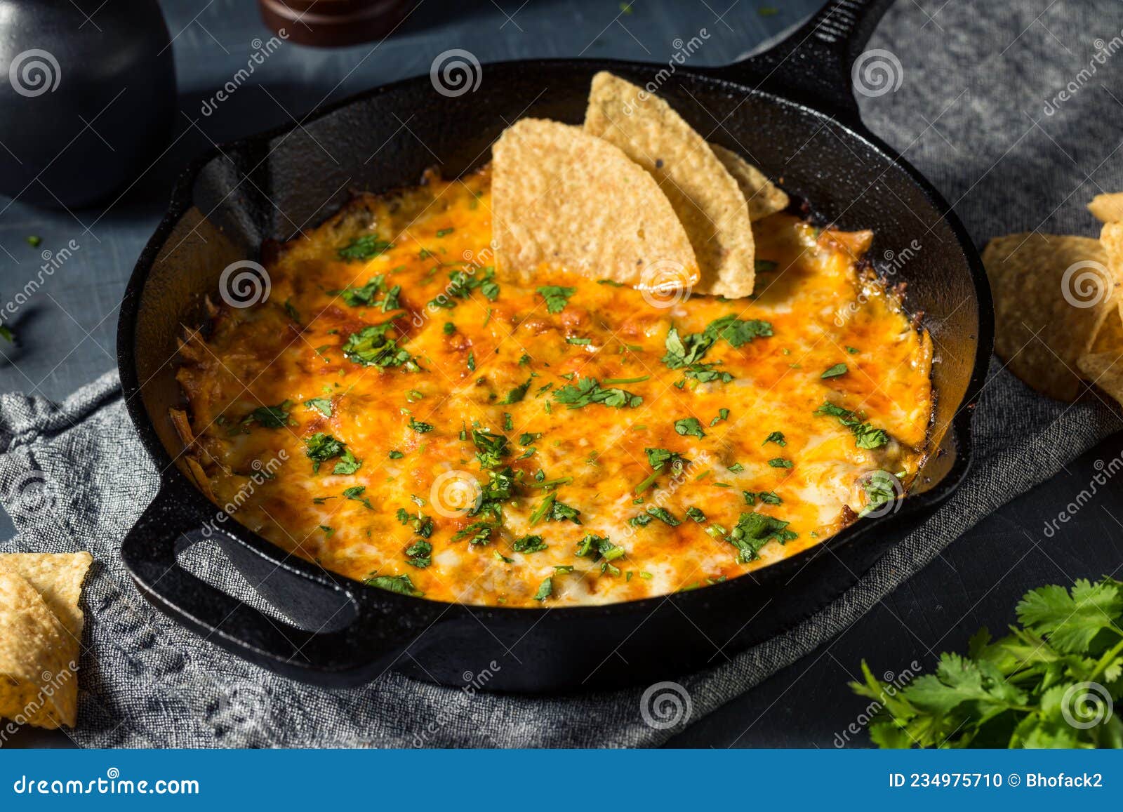 Homemade Mexican Chorizo Queso Oaxaca Dip Stock Photo - Image of green ...