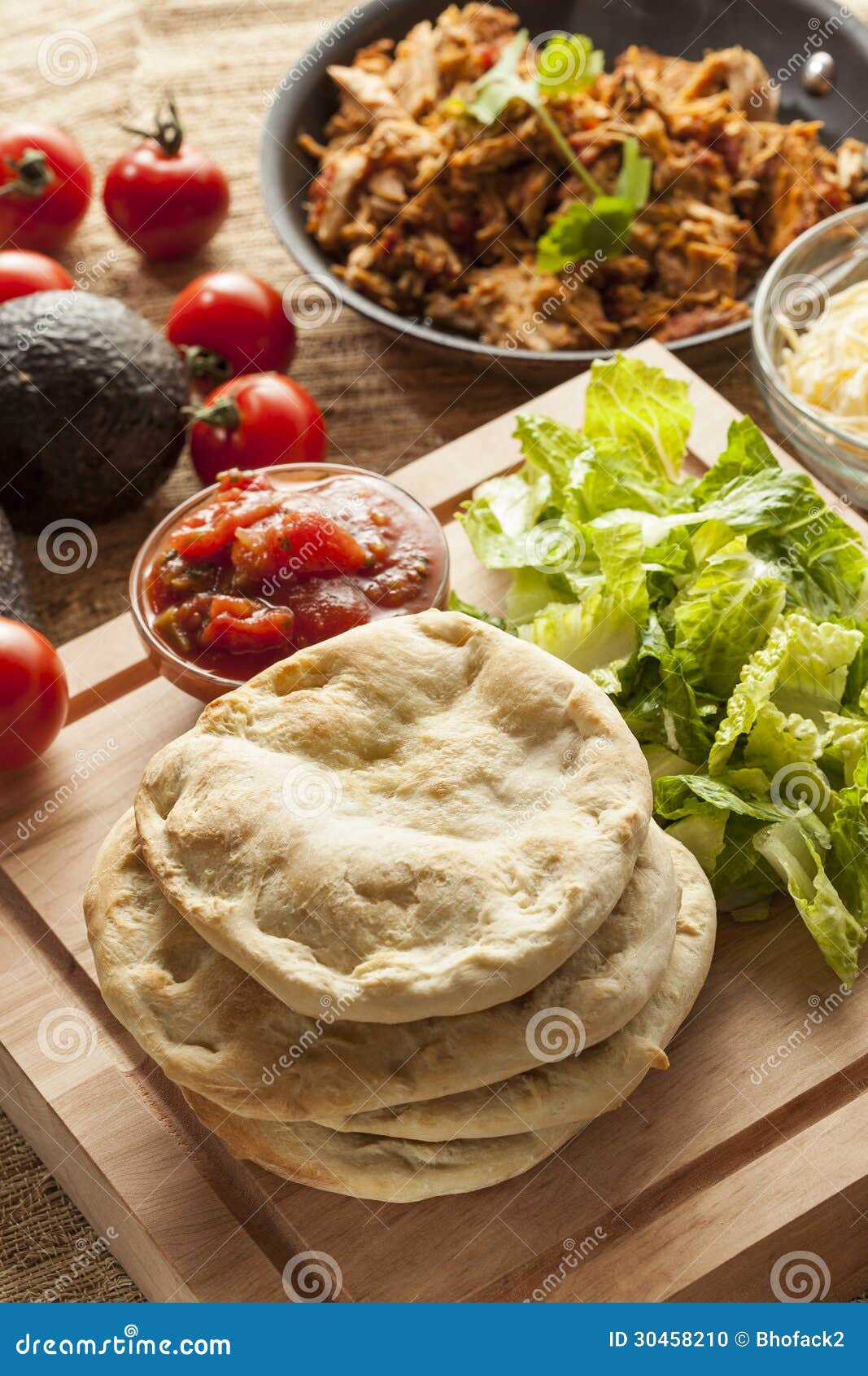 Homemade Mexican Flatbread Taco with Meat Stock Photo - Image of pita ...