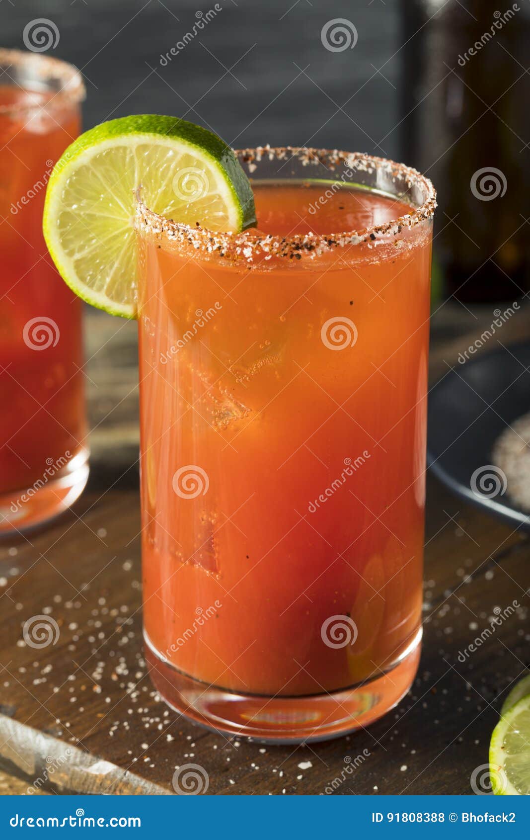Homemade Michelada with Beer and Tomato Juice Stock Photo - Image of ...