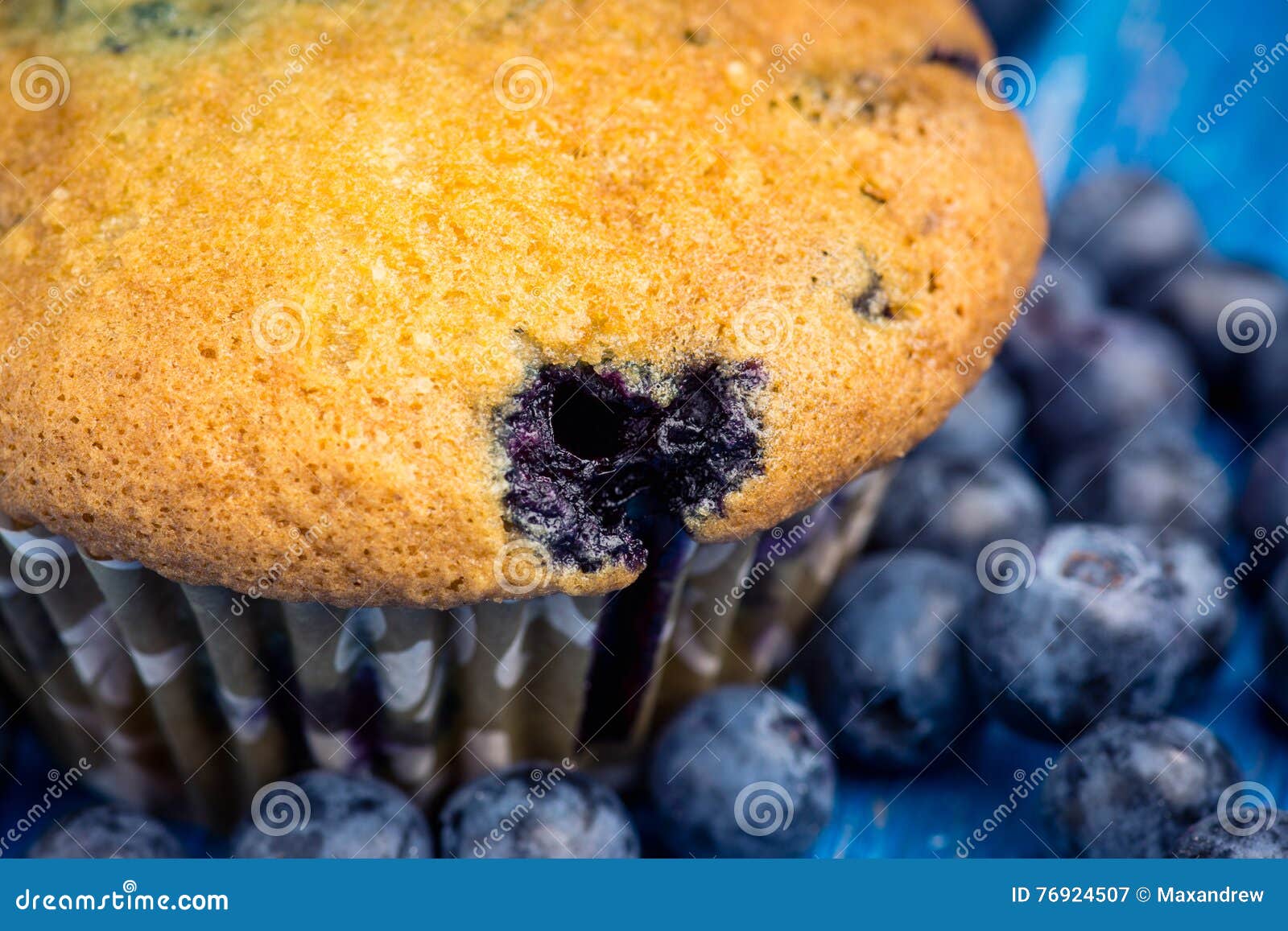 Homemade Muffins with Strawberries Stock Image - Image of blue, fruit ...